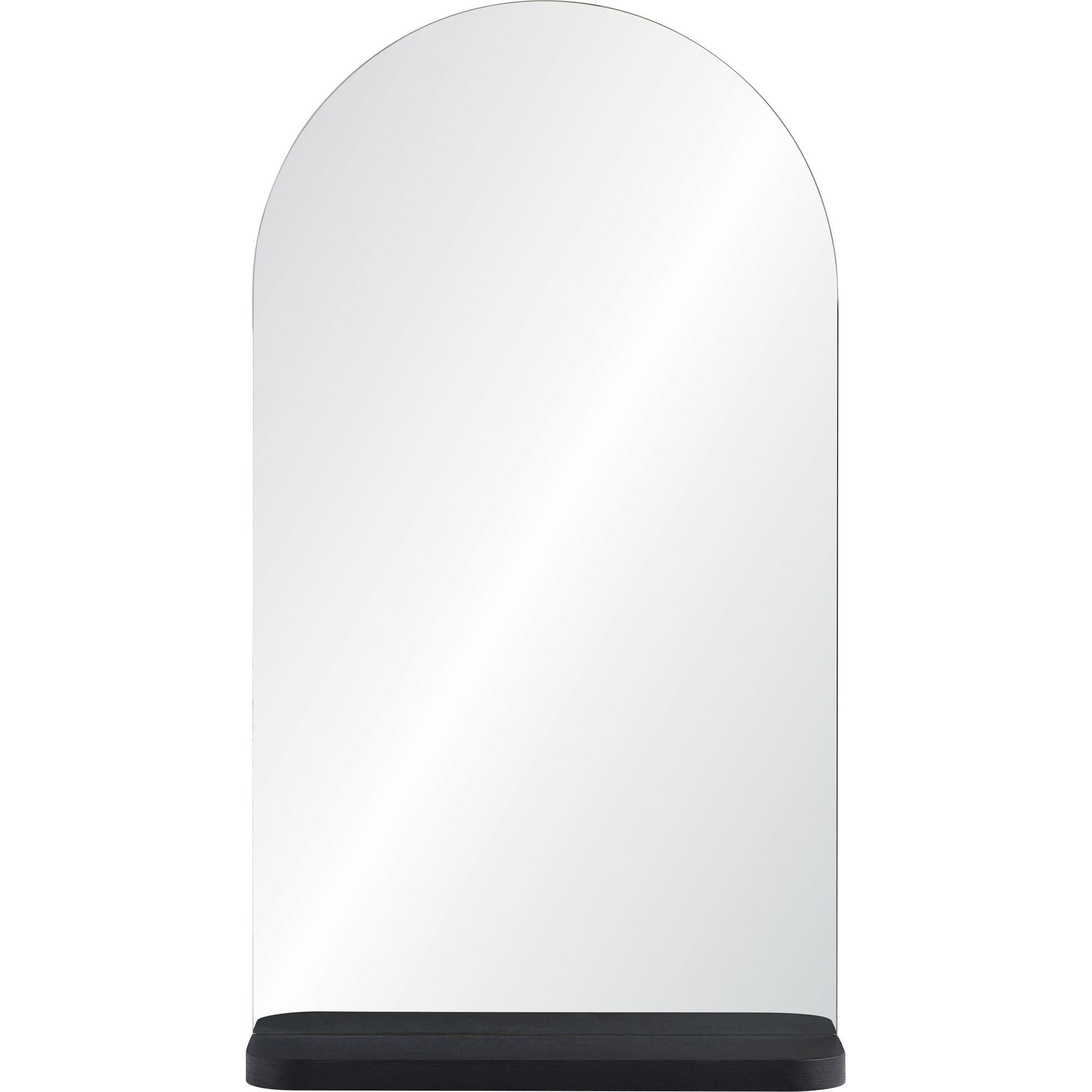 Lucila Wall Mirror with an arched top and black base, front view