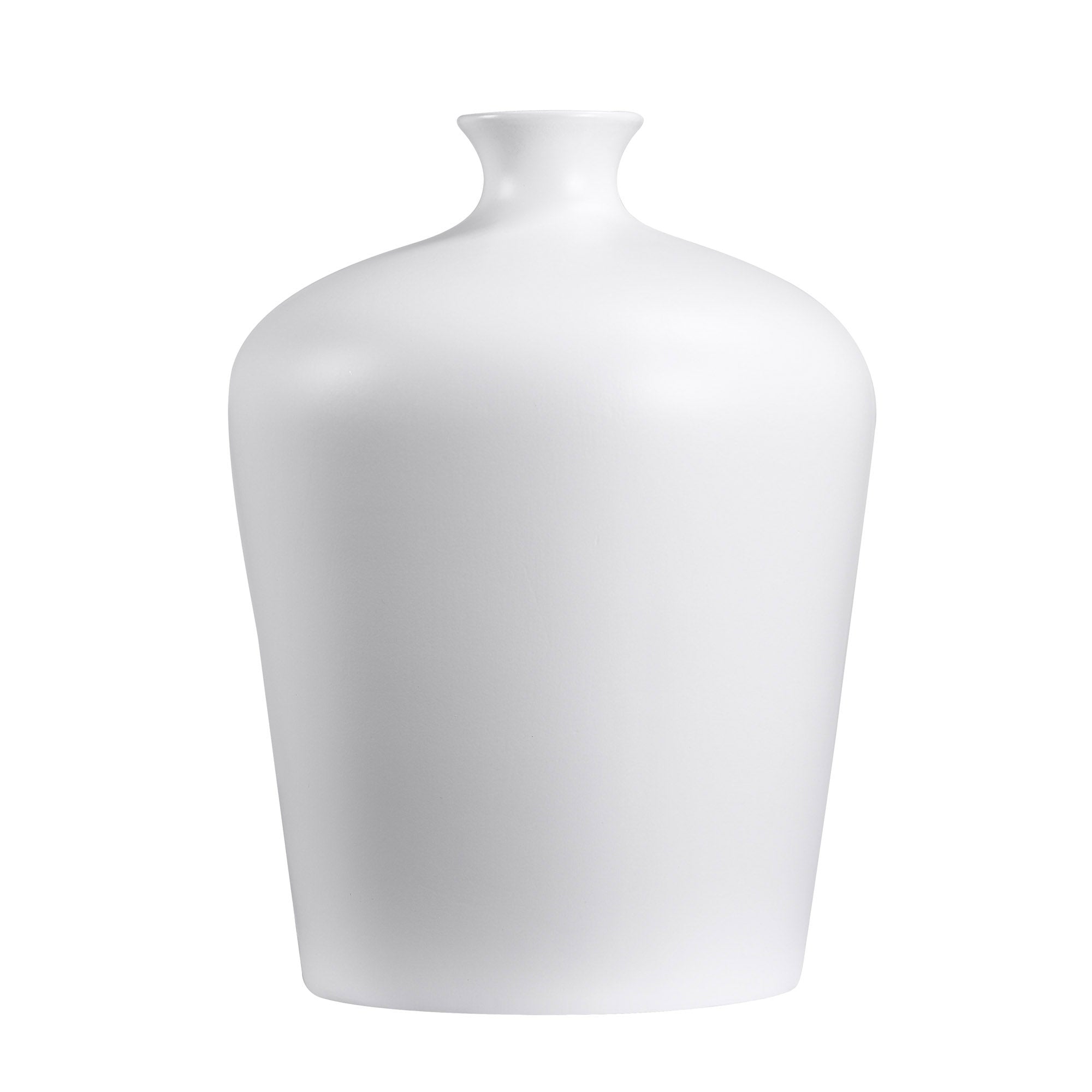 Alfano Vase by Renwil, white ceramic vase with a rounded body and narrow opening