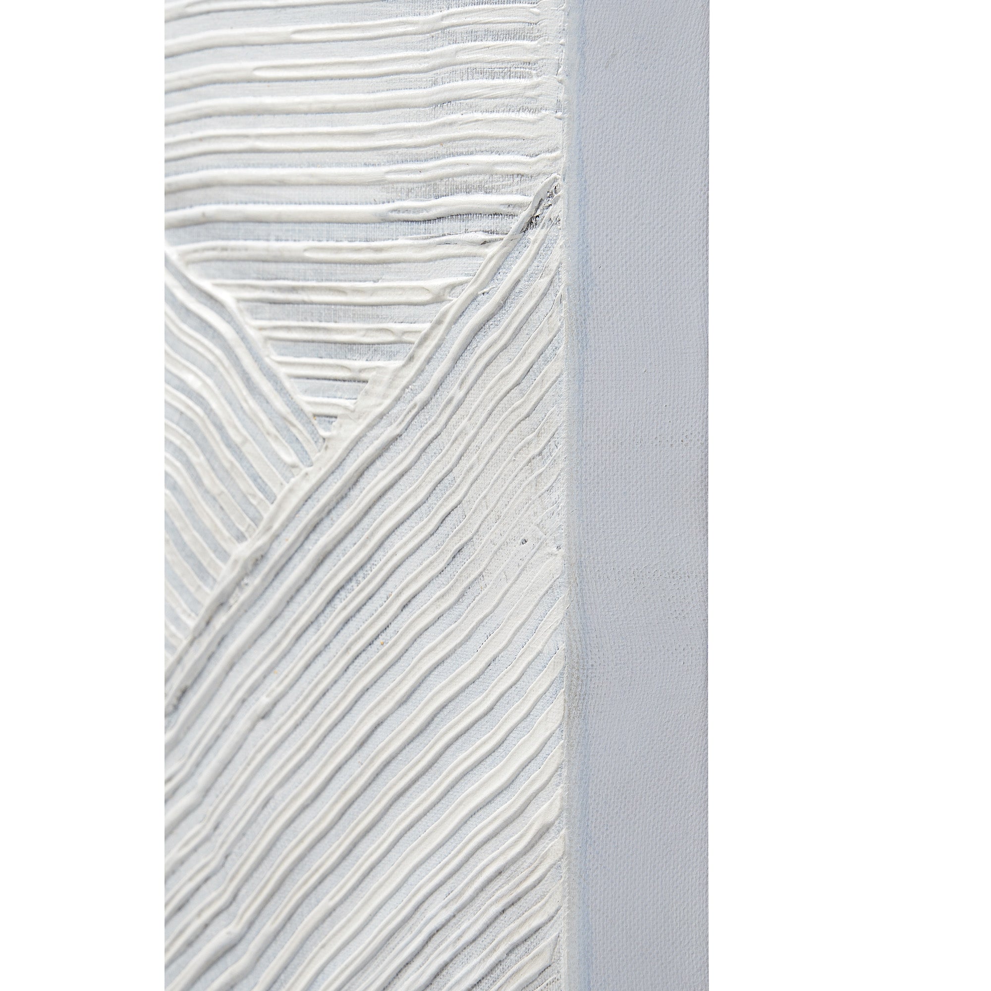 Skylab canvas art featuring textured white and light blue patterns with layered lines and geometric shapes.