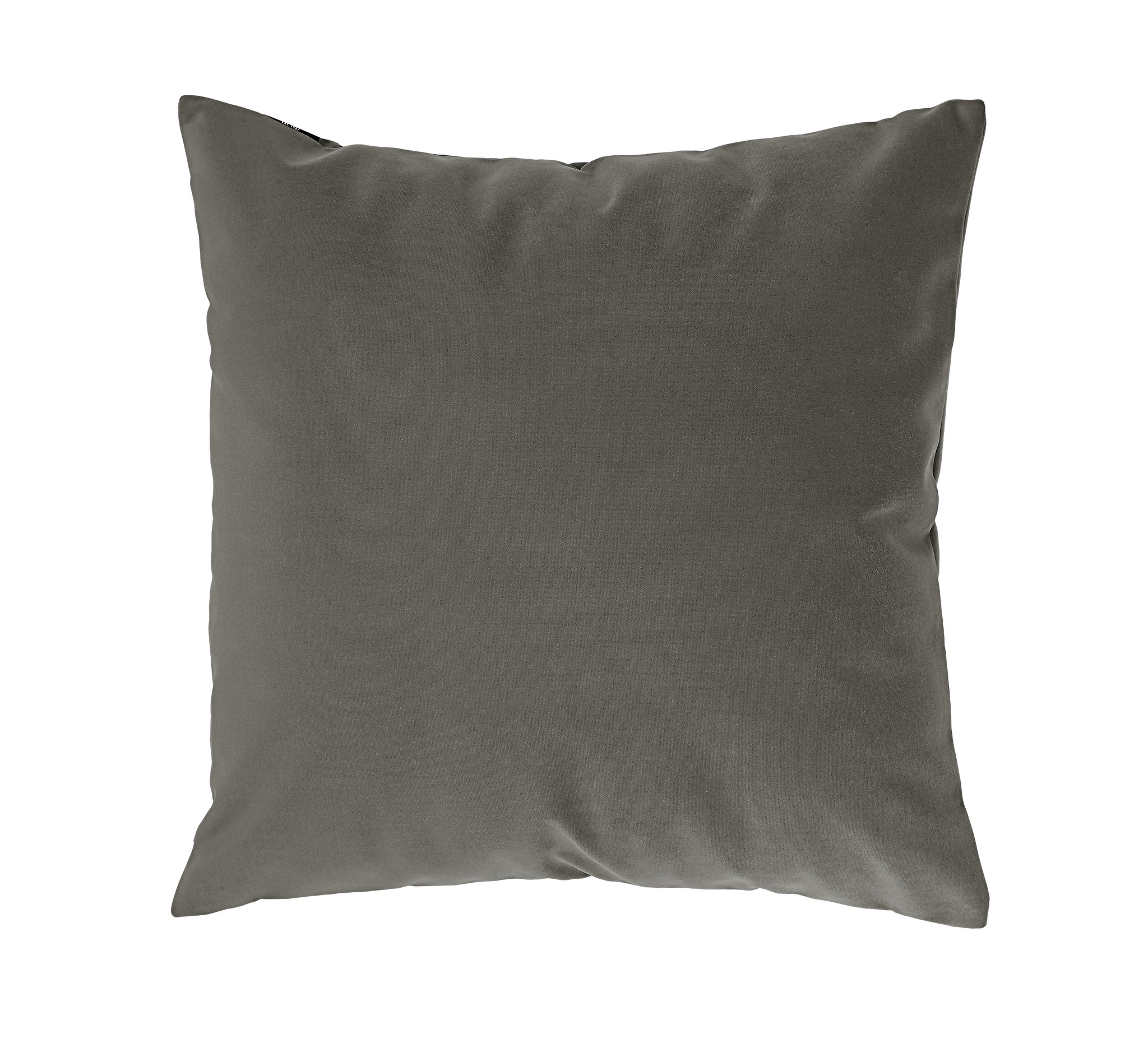 Antwerp Indoor Pillow in dark gray, soft fabric, square shape, front view.