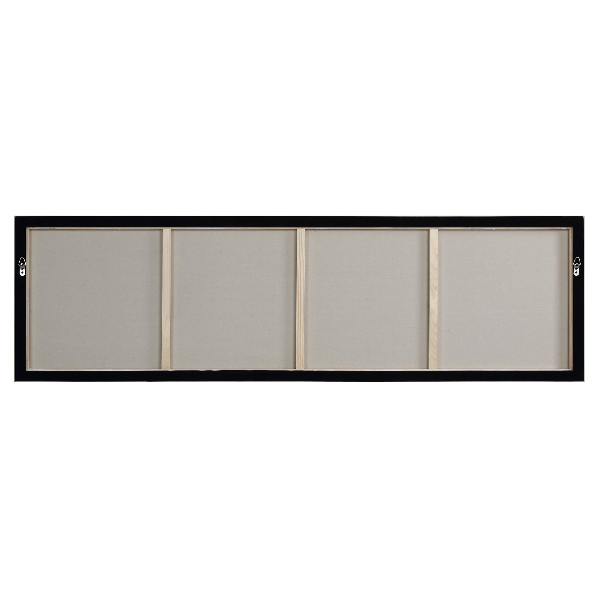 Back view of Valle canvas art frame showing a black wooden structure with multiple canvas sections