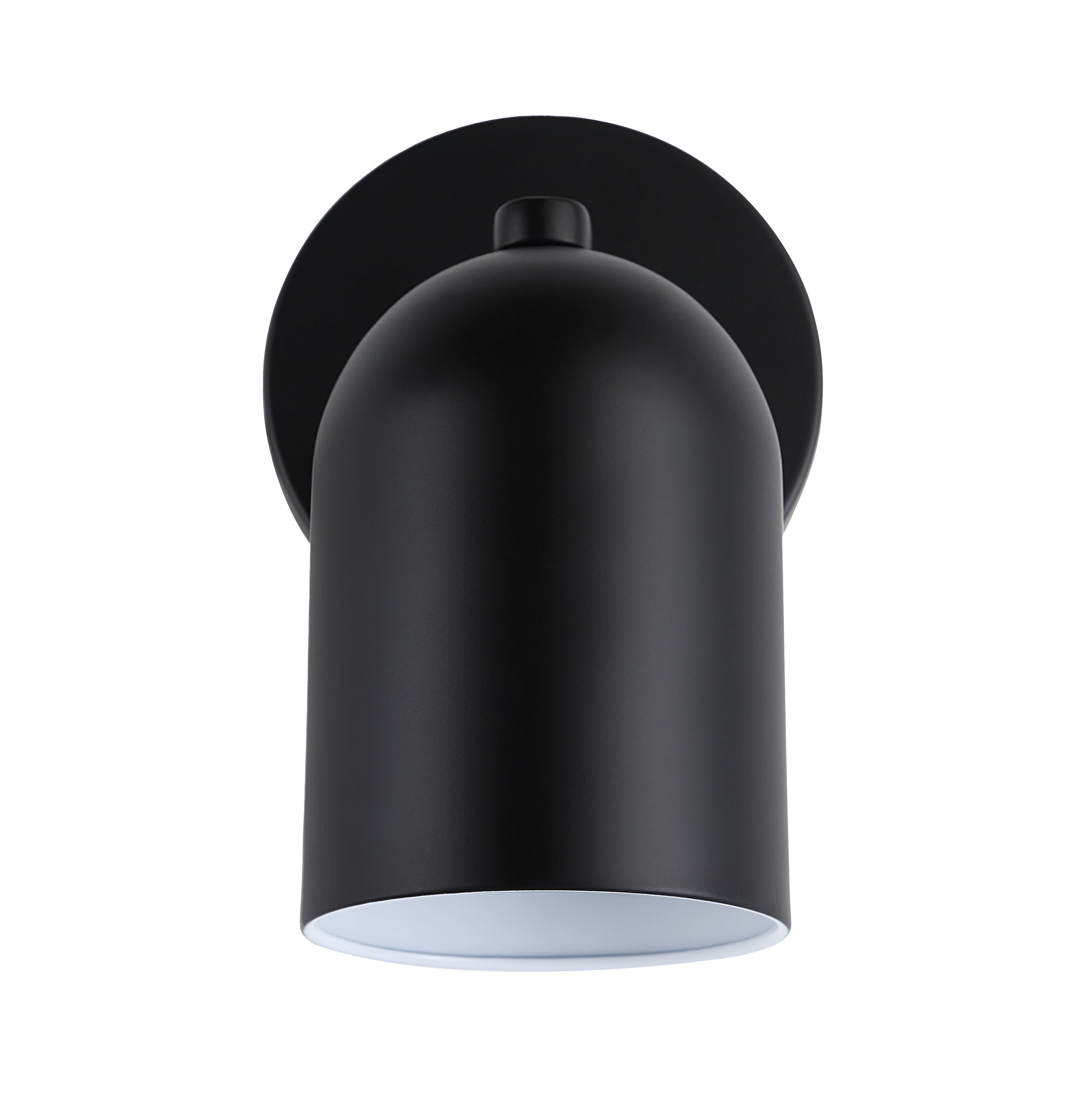 Valonia Wall Sconce in black with a rounded shade and white interior