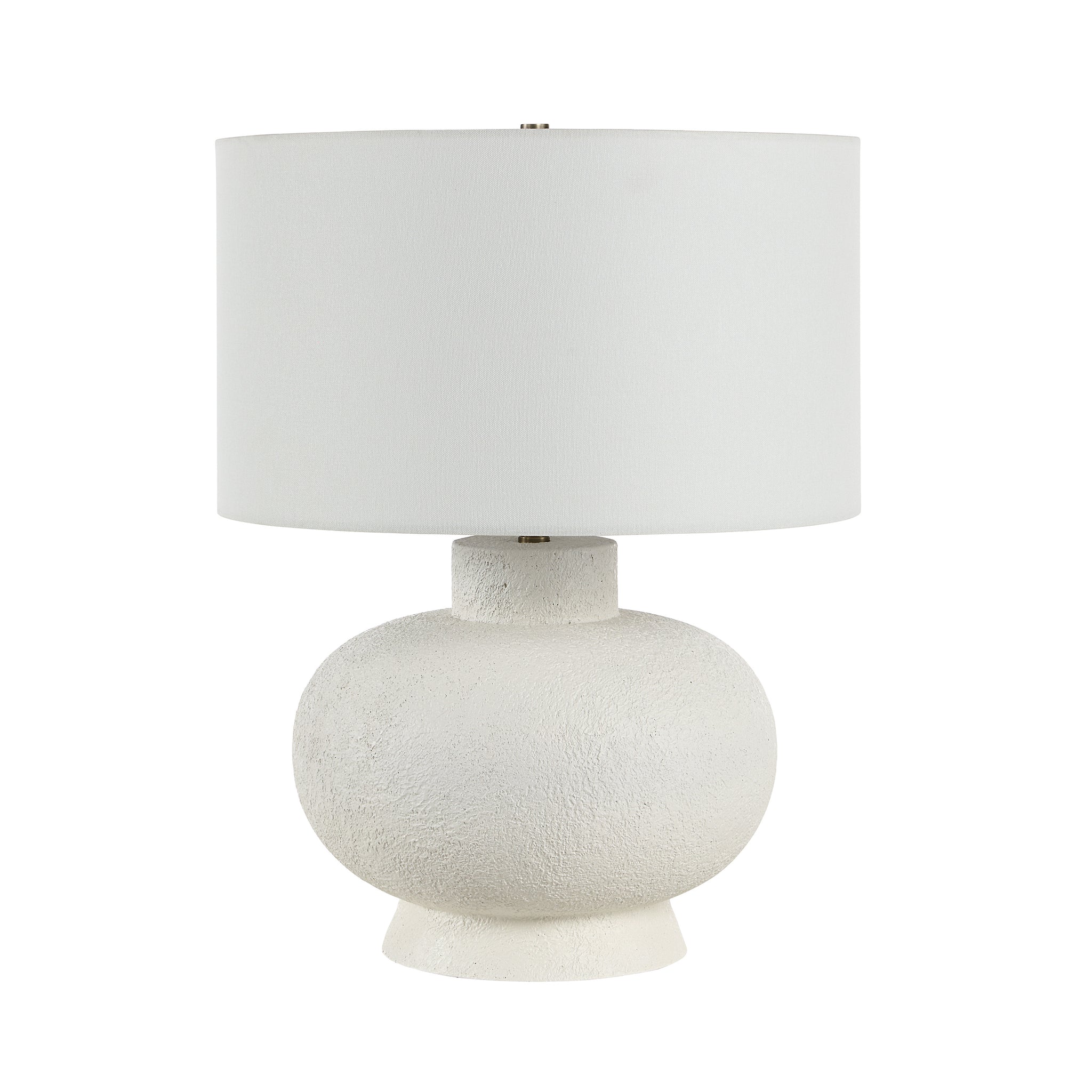 Mallow Table Lamp by Renwil with a textured white base and a white fabric shade.