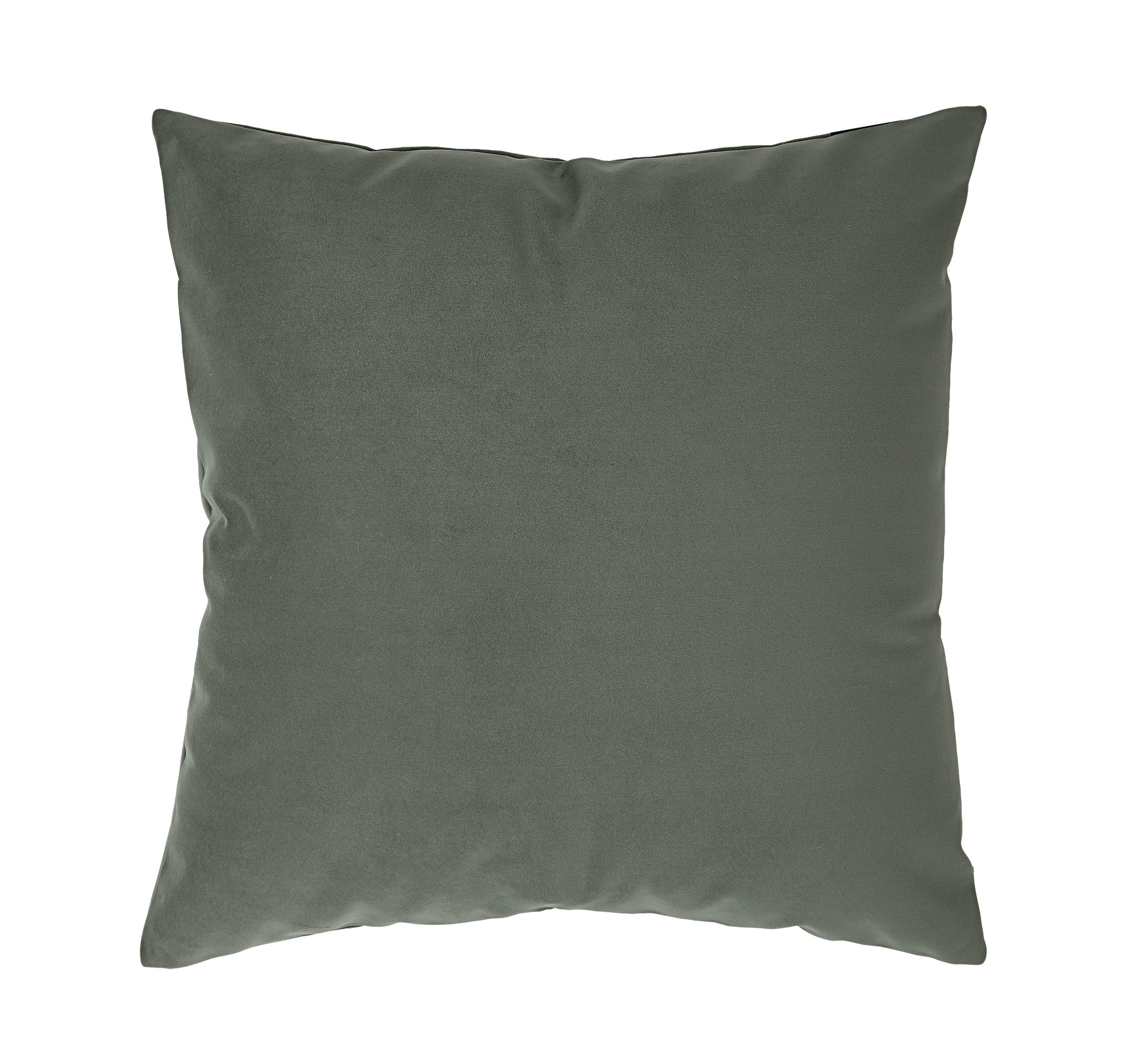 Philemon indoor pillow in a soft green color, featuring a smooth, velvety texture and square shape.