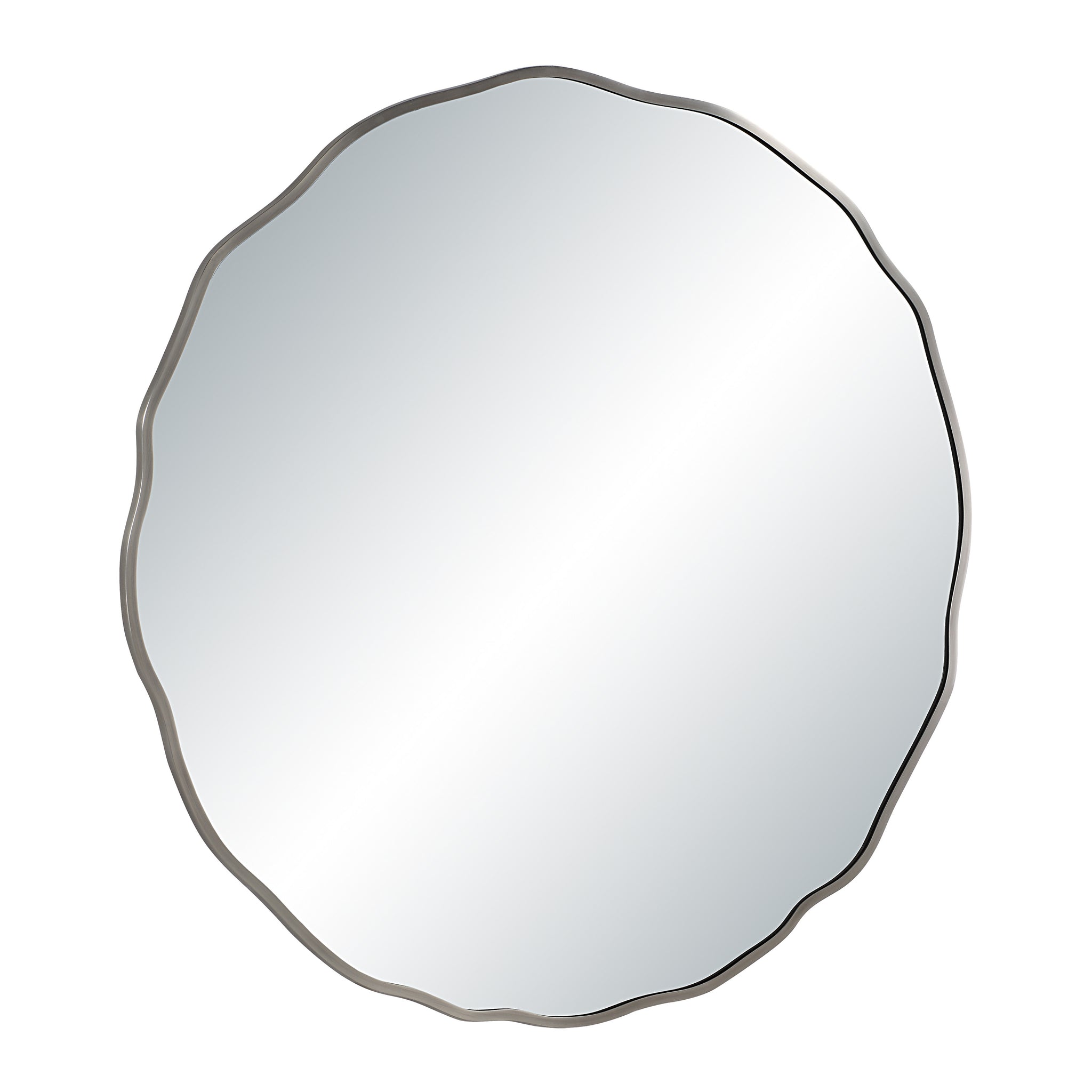 Knox mirror featuring a scalloped edge and clear reflective surface, shown from a front angle.