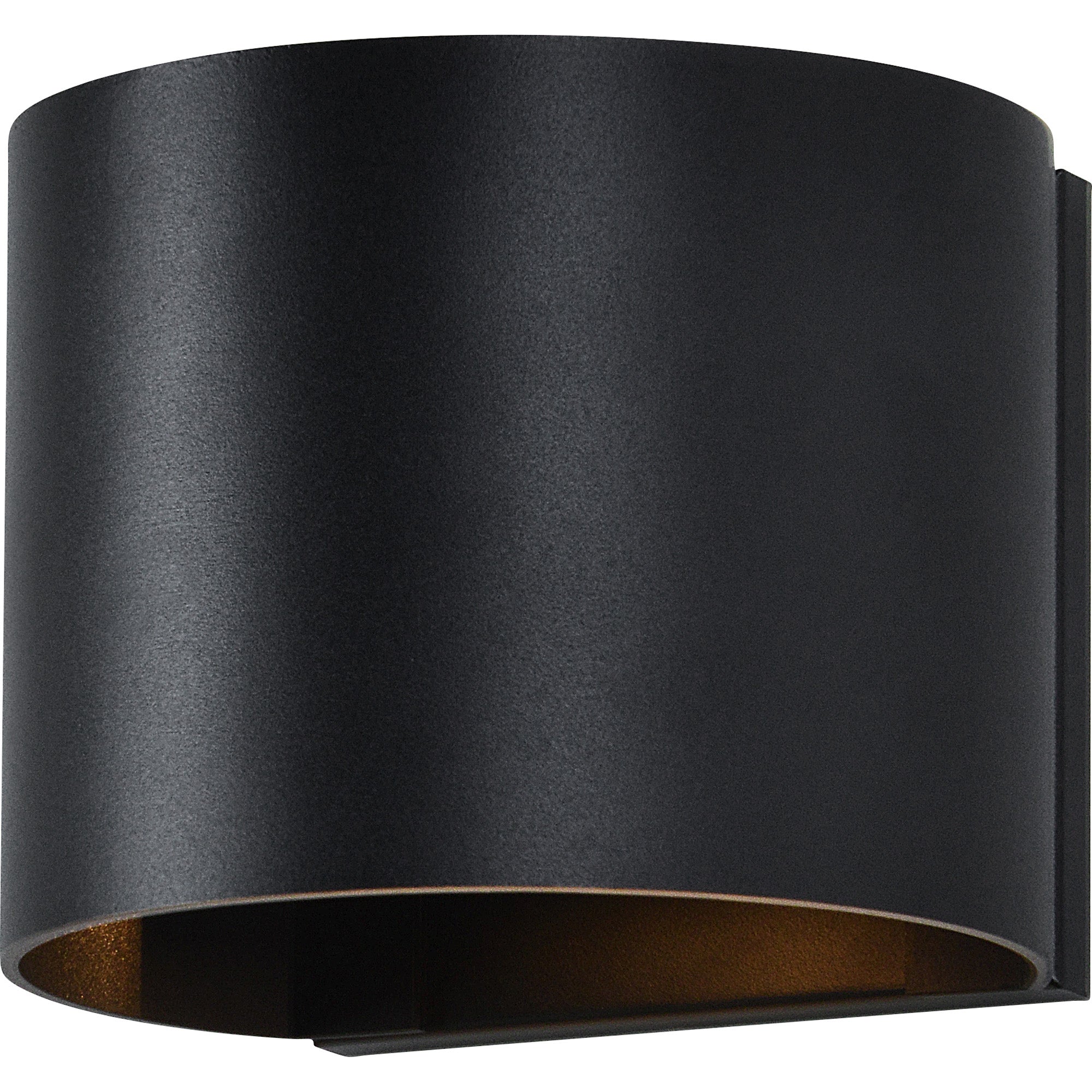 Lark Wall Sconce in matte black, featuring a gold interior and curved design.