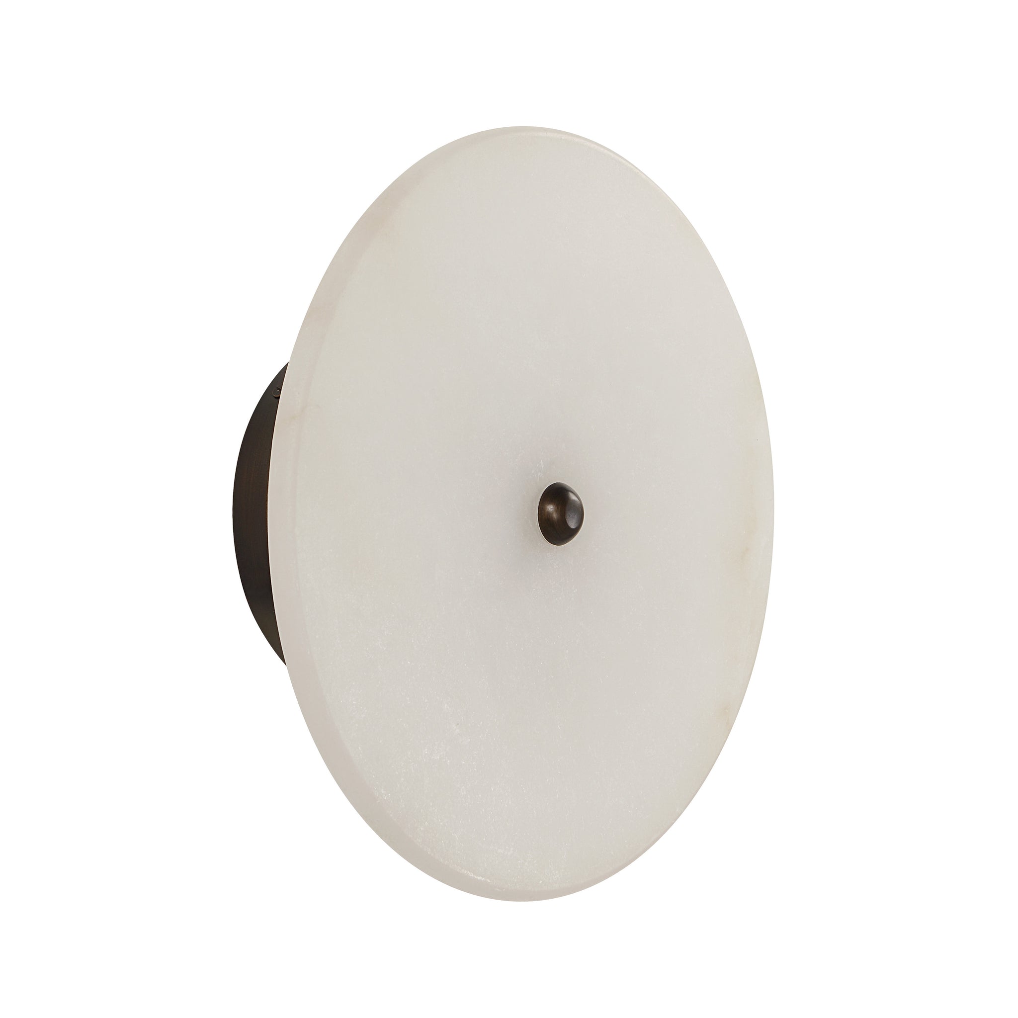 Lorenzo Wall Sconce with round white alabaster shade and dark bronze base