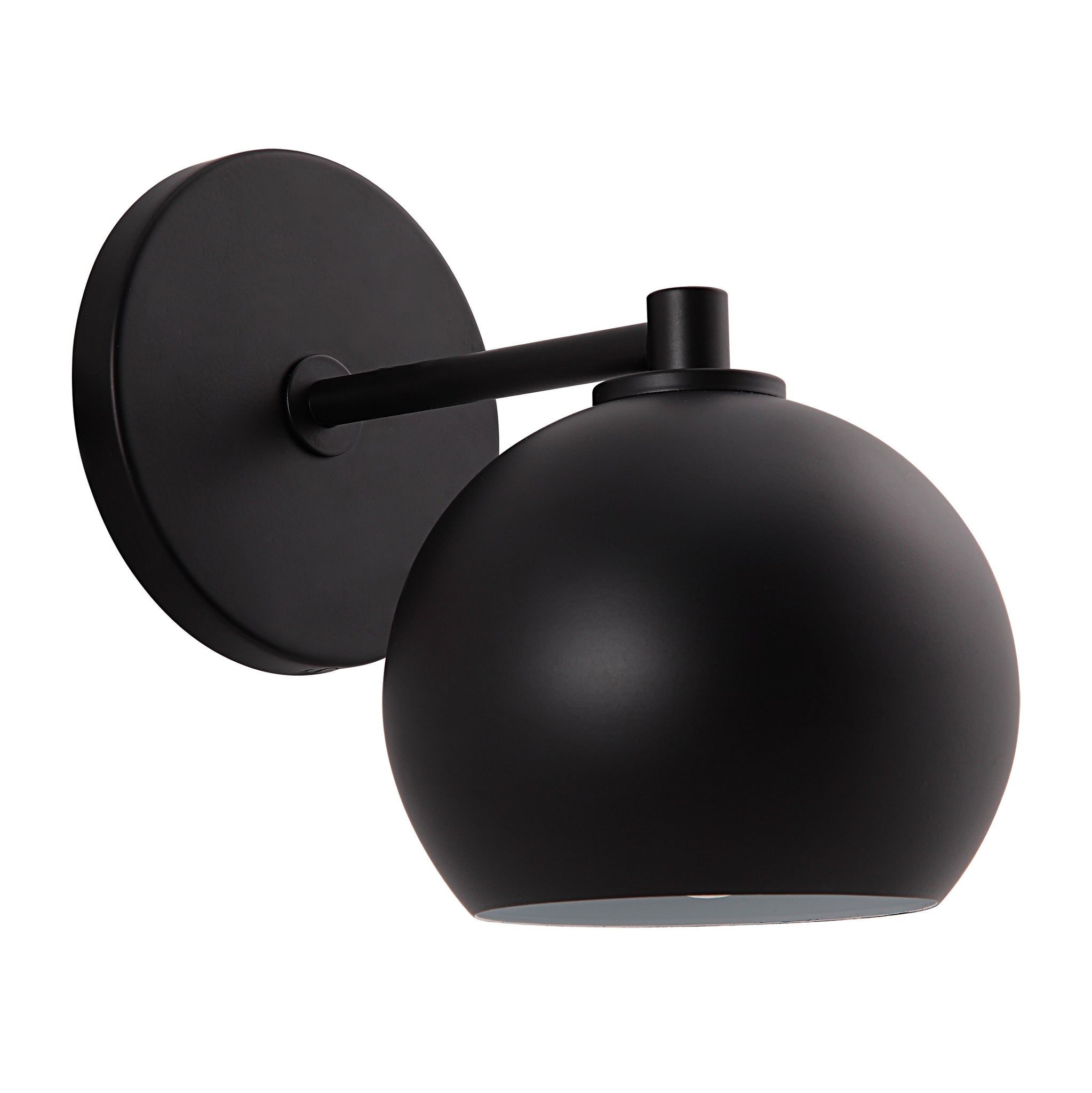 Atia Wall Sconce in matte black with a round shade and wall mount