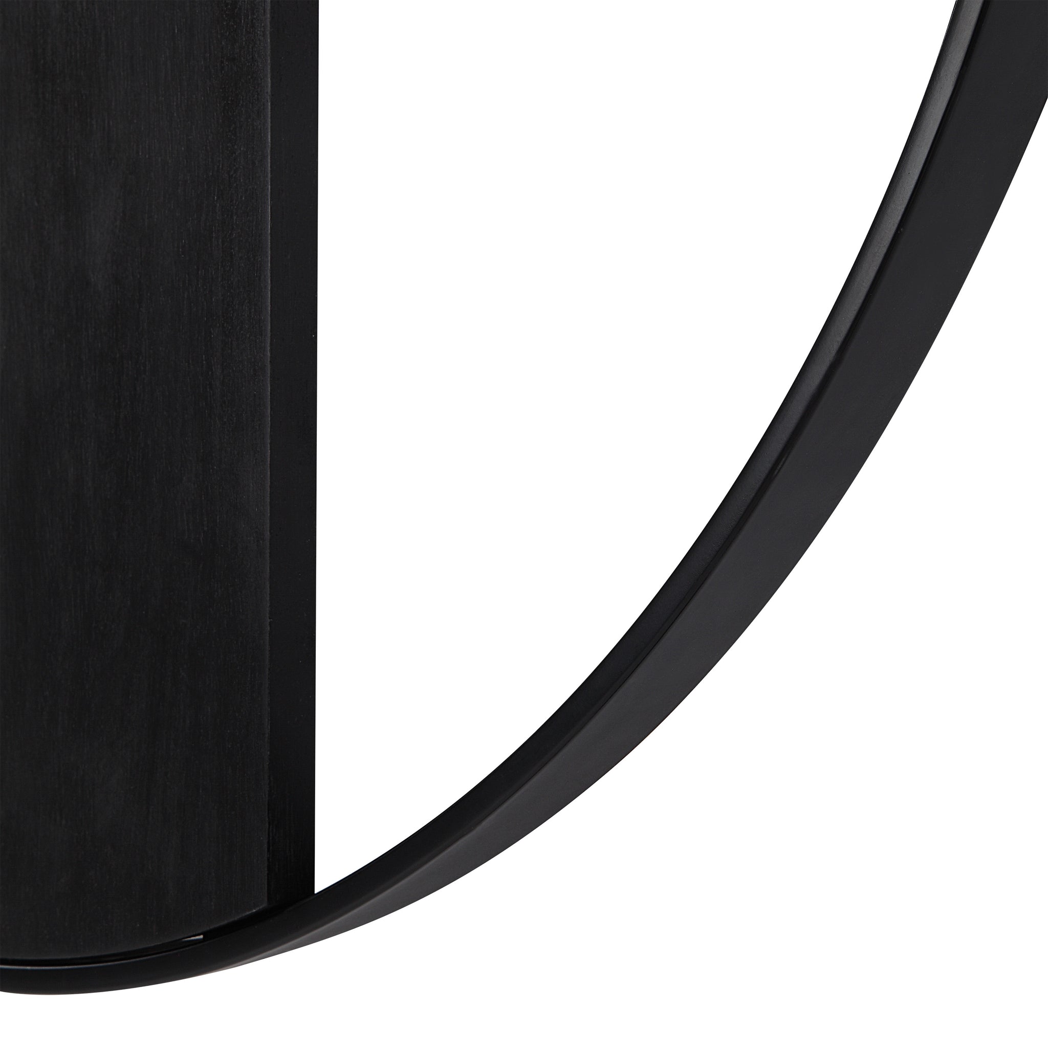 Close-up of Romy Wall Clock showcasing black clock hands and wood texture