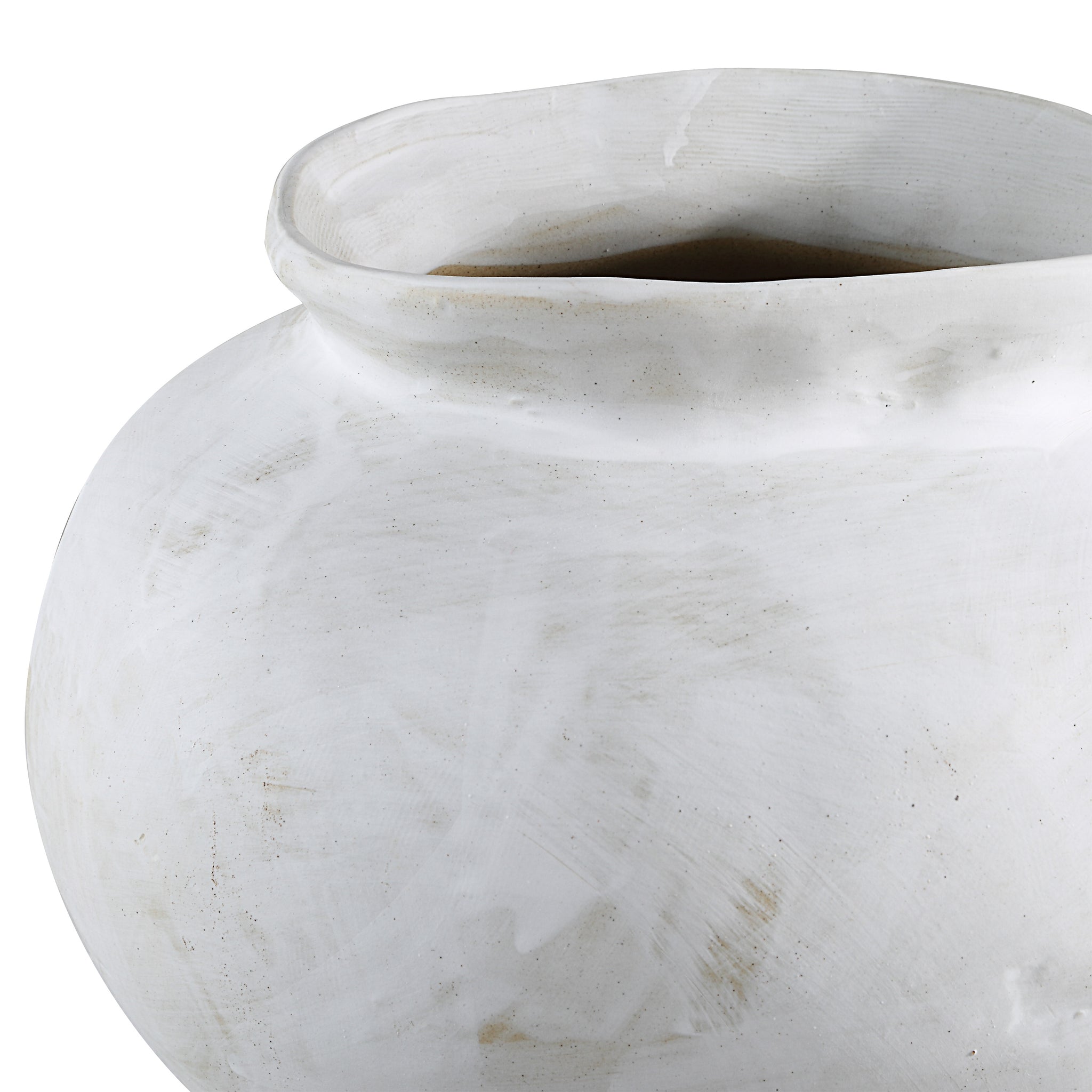 Elia vase close-up view showing the white ceramic texture and flared rim.