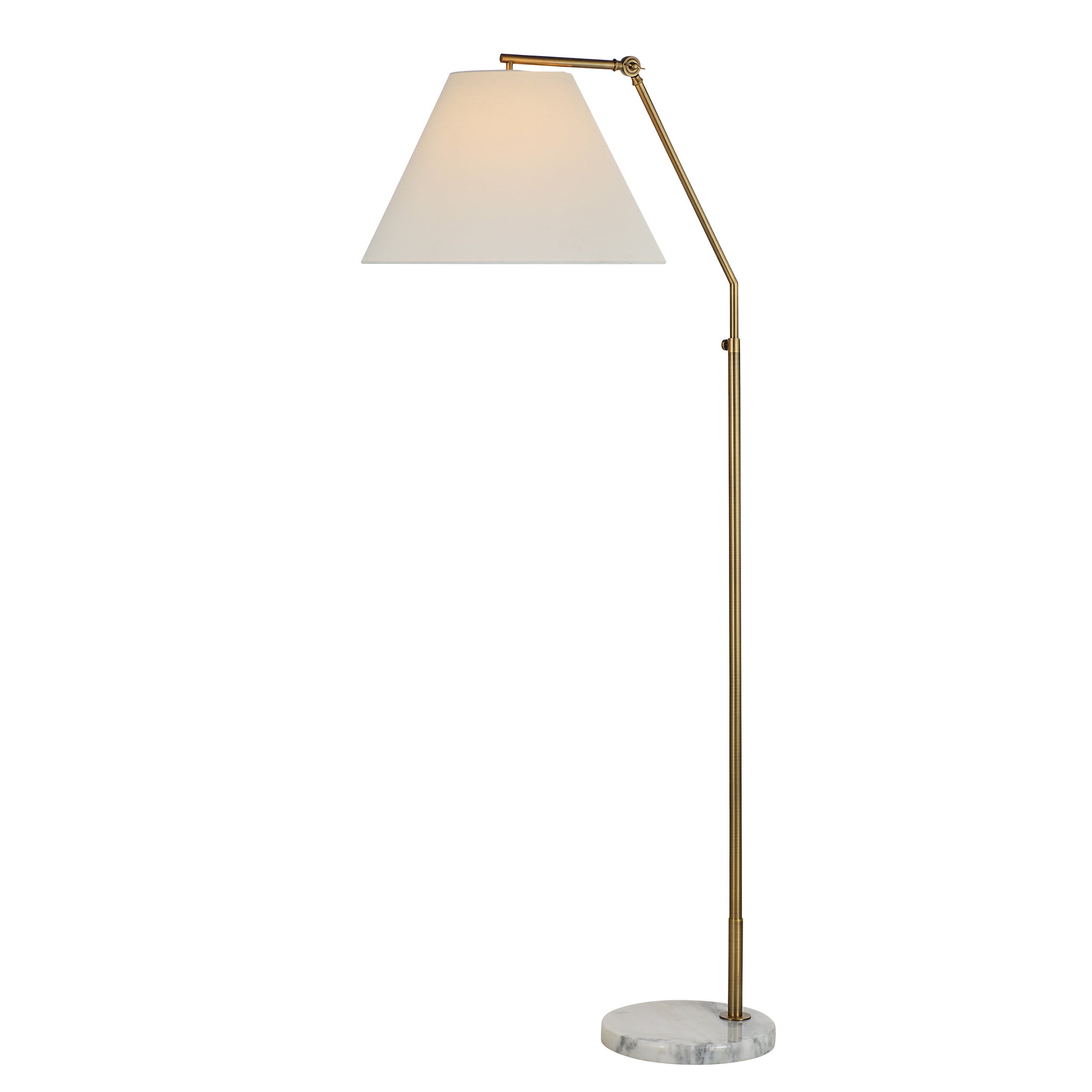 Claire Floor Lamp with illuminated white shade and marble base