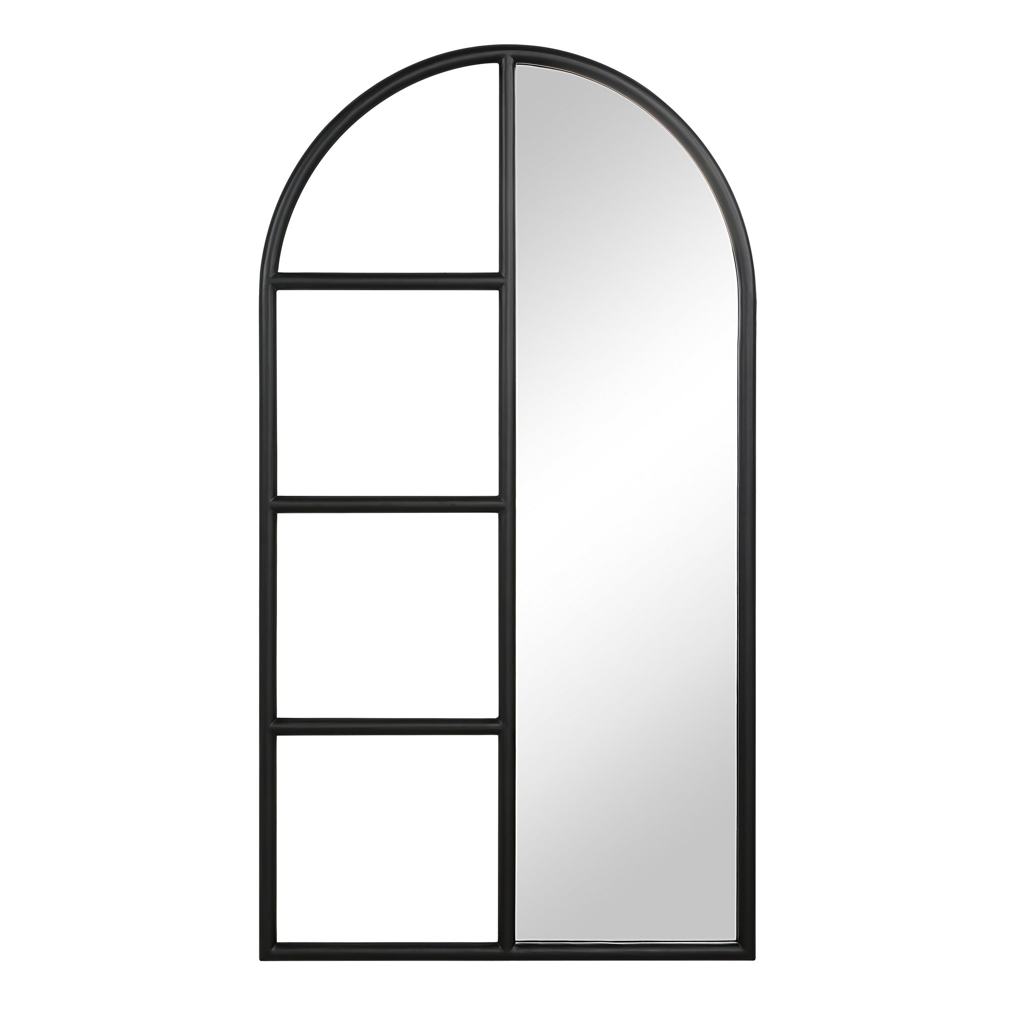 Trellis Mirror by Renwil, black frame with arched top and vertical sections.