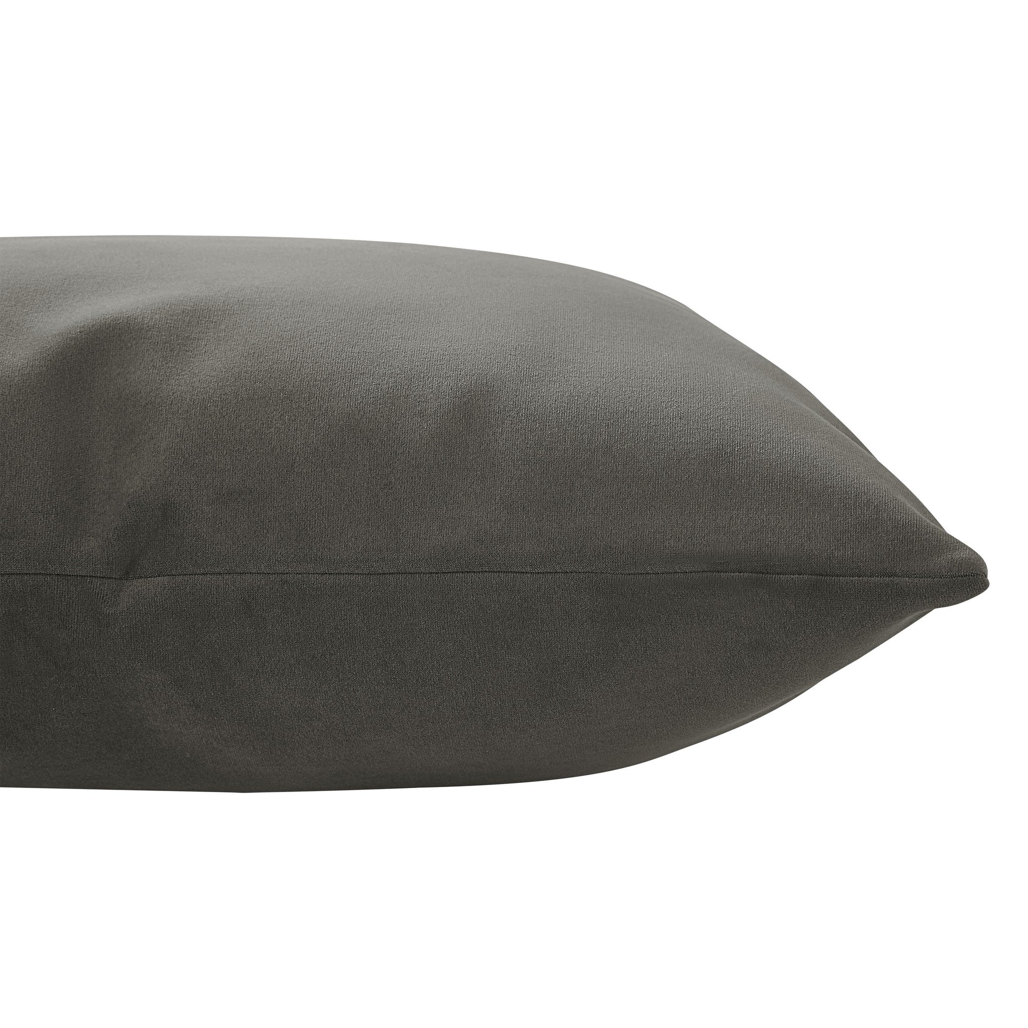 Antwerp Indoor Pillow in dark gray, side profile, tapered edges.