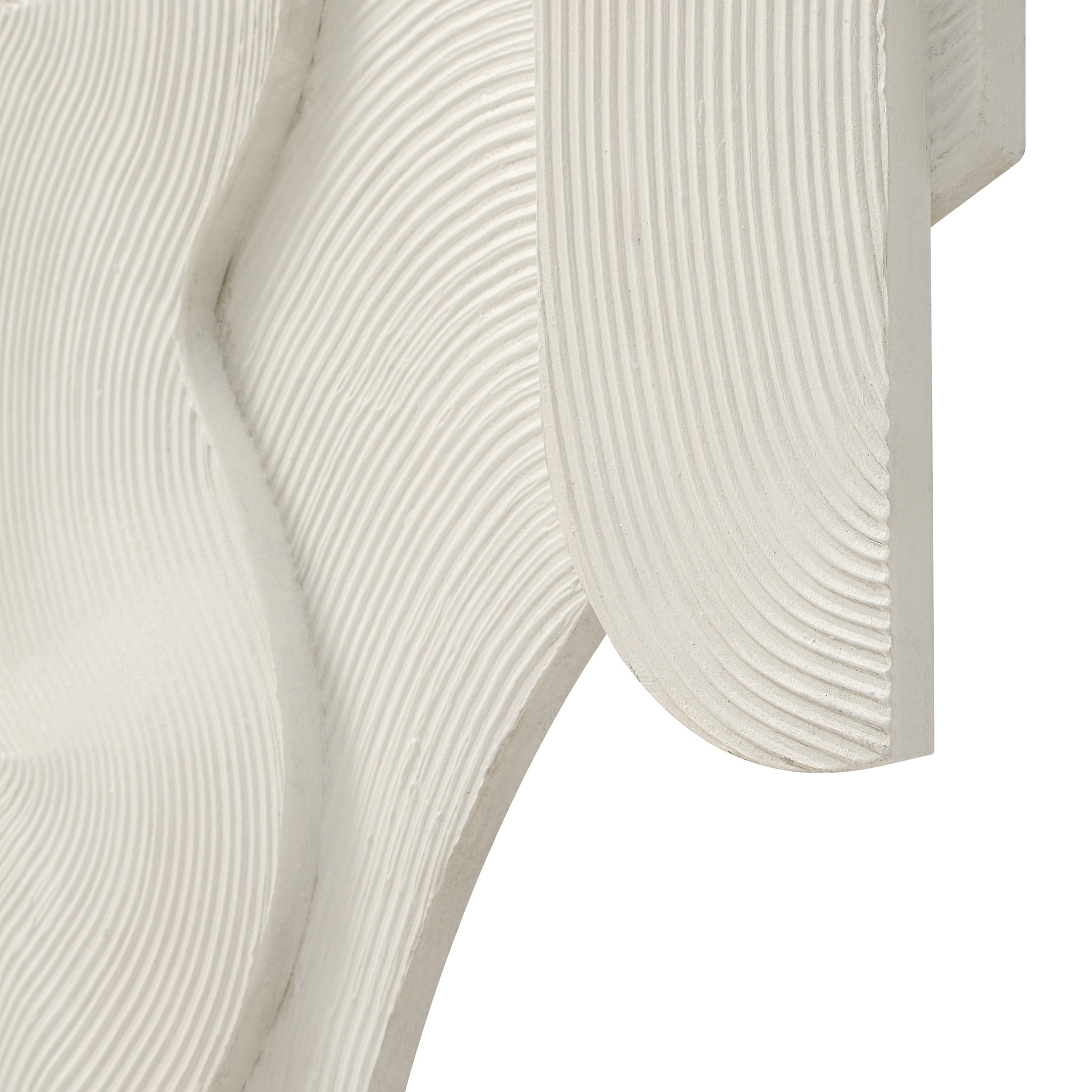 Close-up of Morpho wall art showcasing textured white surface with wavy patterns and clean edges.