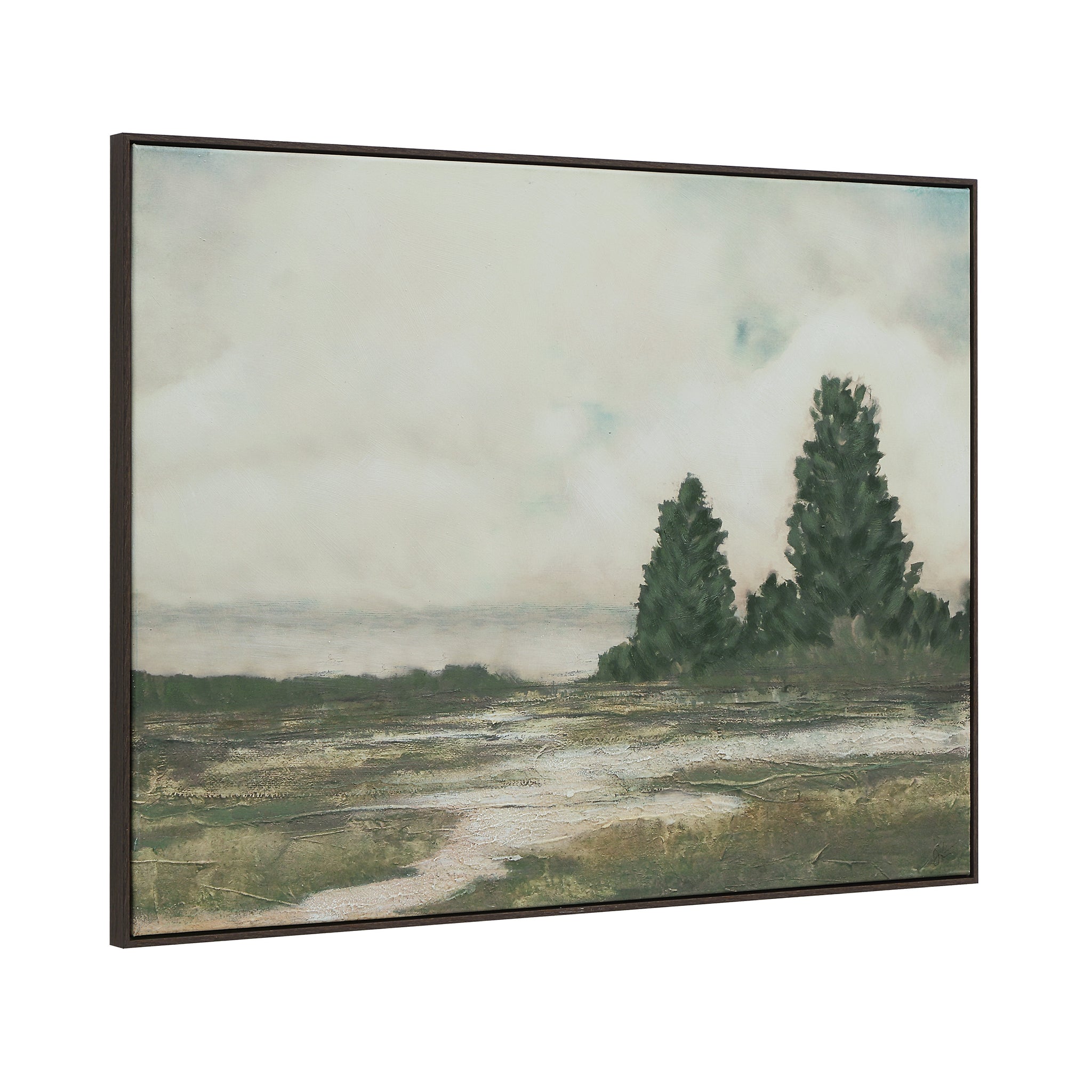 Ashby canvas art showcasing a peaceful scene with trees against a cloudy sky