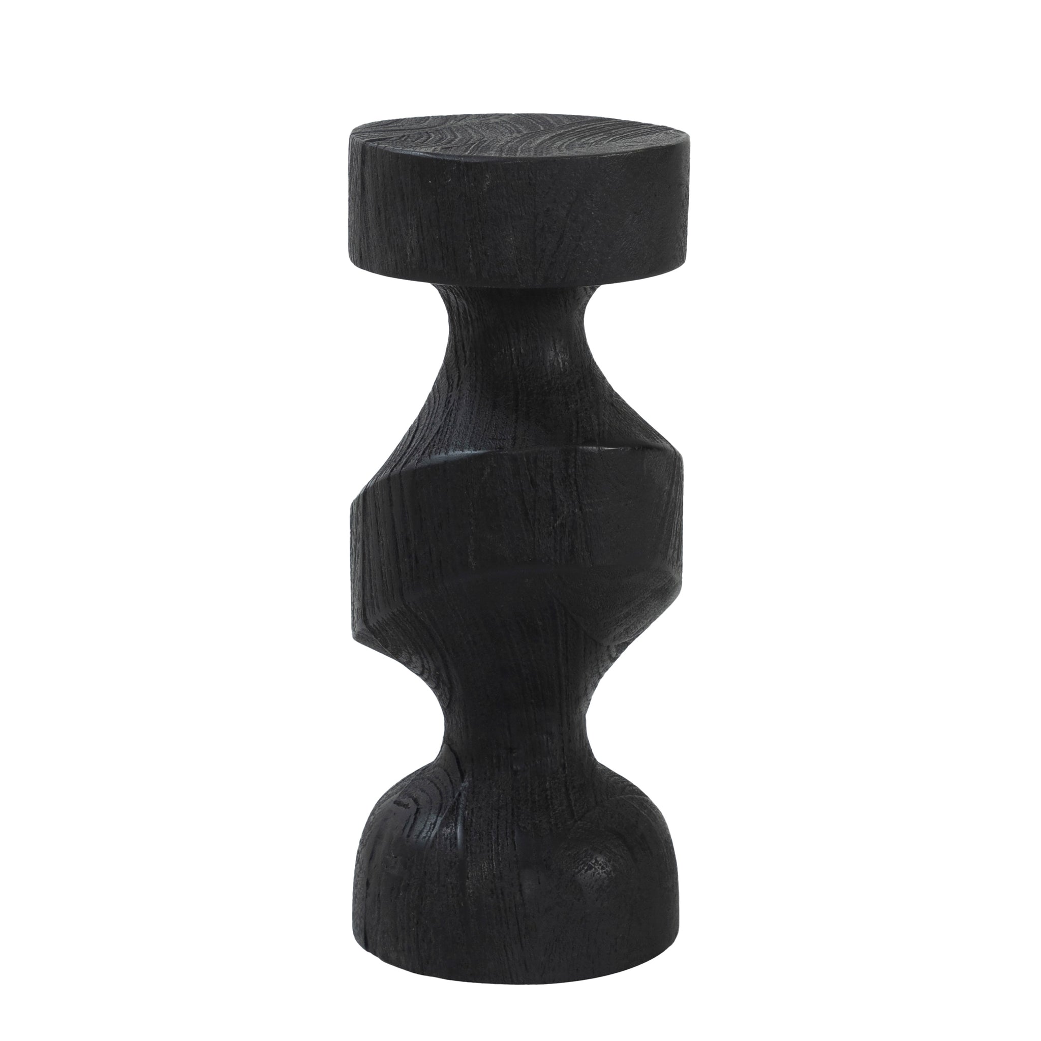 Severn by Renwil black wooden candle holder featuring a smooth, sculptural silhouette.