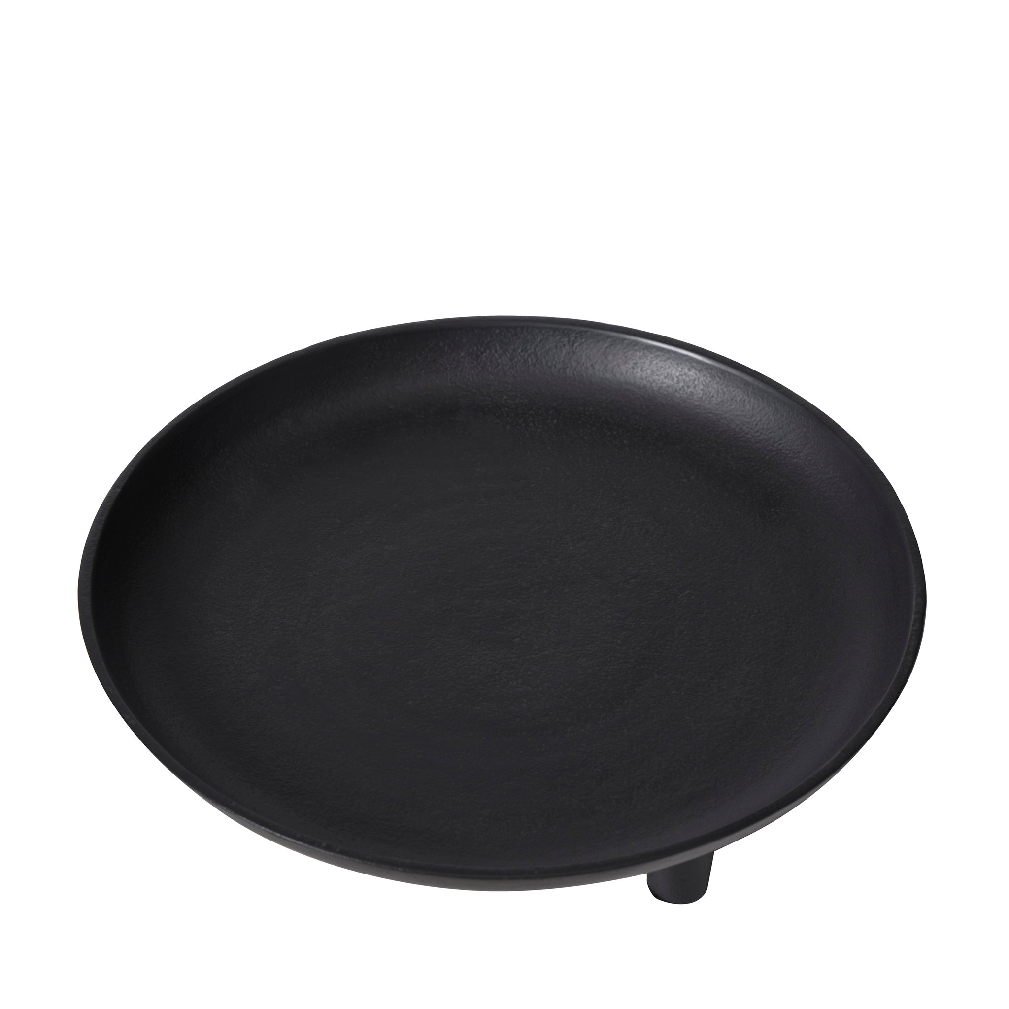 Elisa decorative bowl in black, top view showcasing smooth surface and three legs