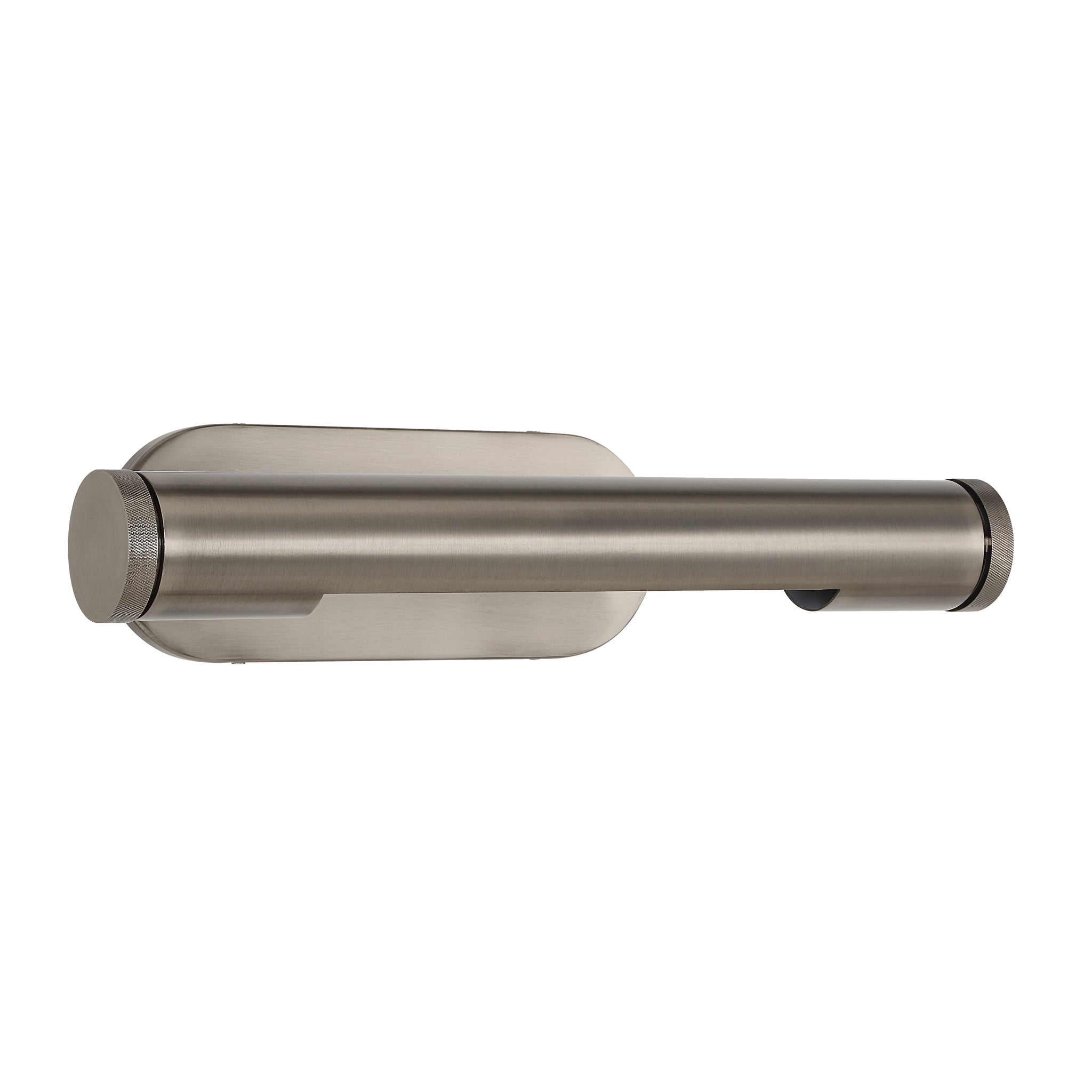 Rennes wall sconce with a brushed nickel finish, showcasing a side view of its cylindrical body.