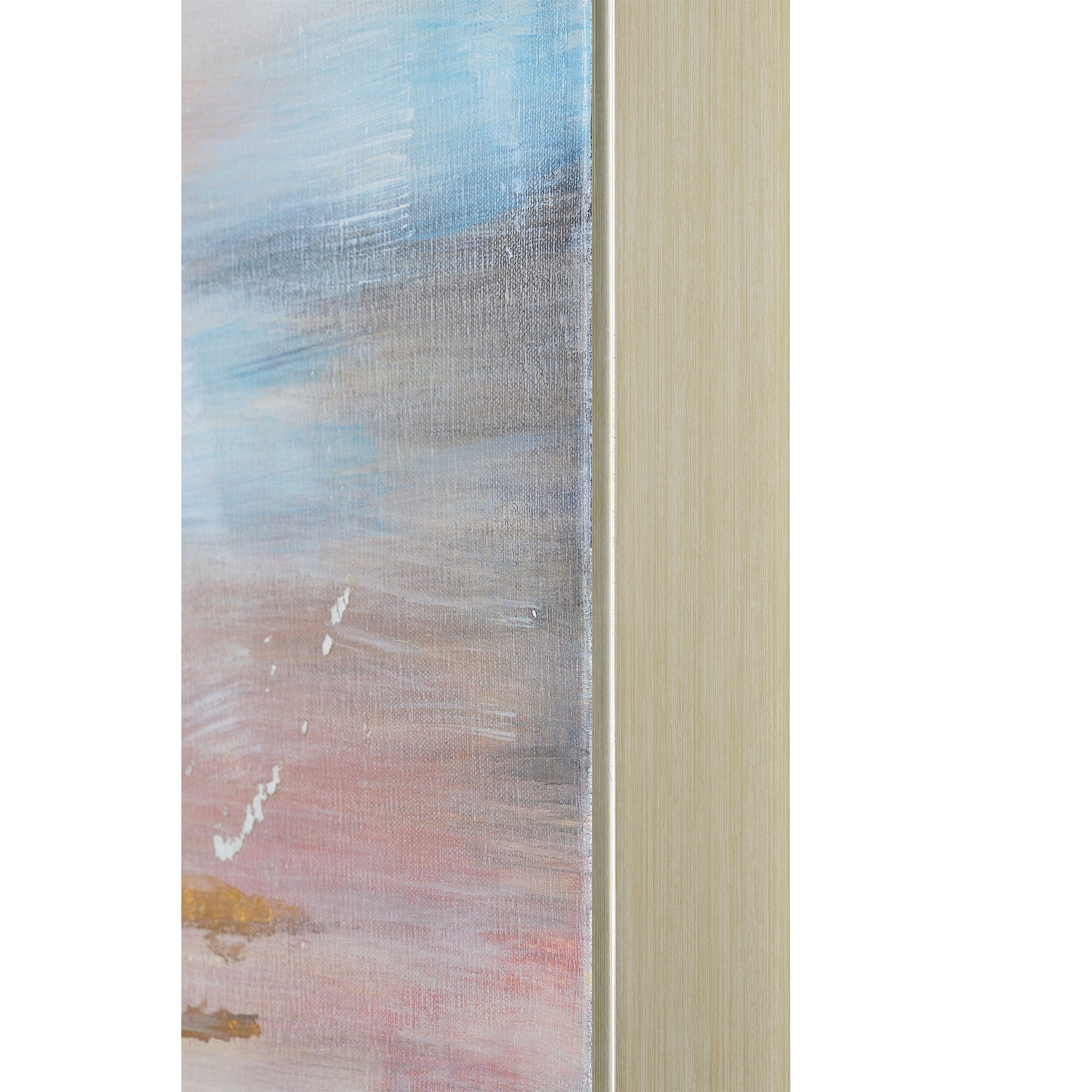 Carina Canvas Art featuring soft blue and pink abstract patterns with a textured finish and light wood frame