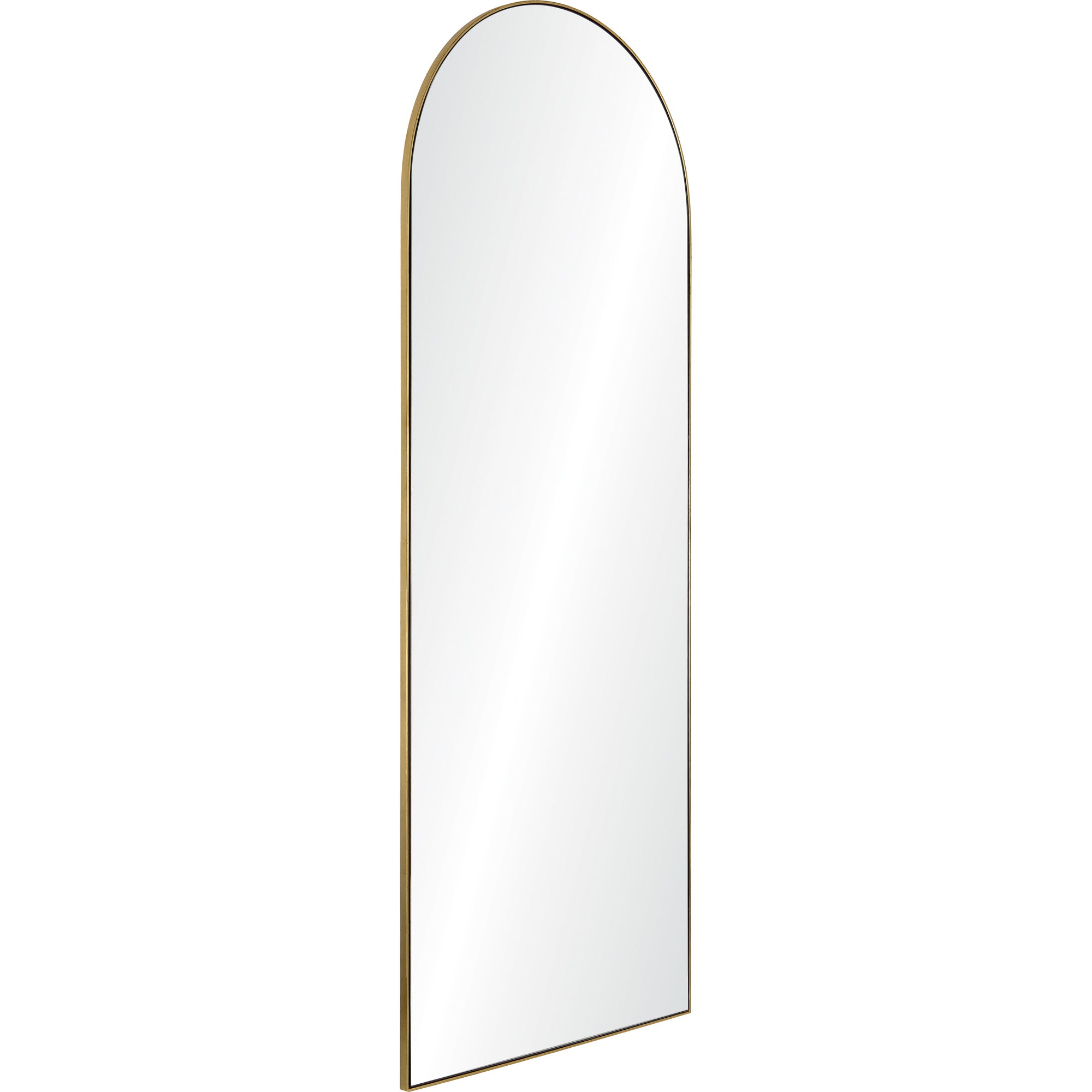 Thatcher Full Length Mirror with a gold frame, angled view showcasing the arch