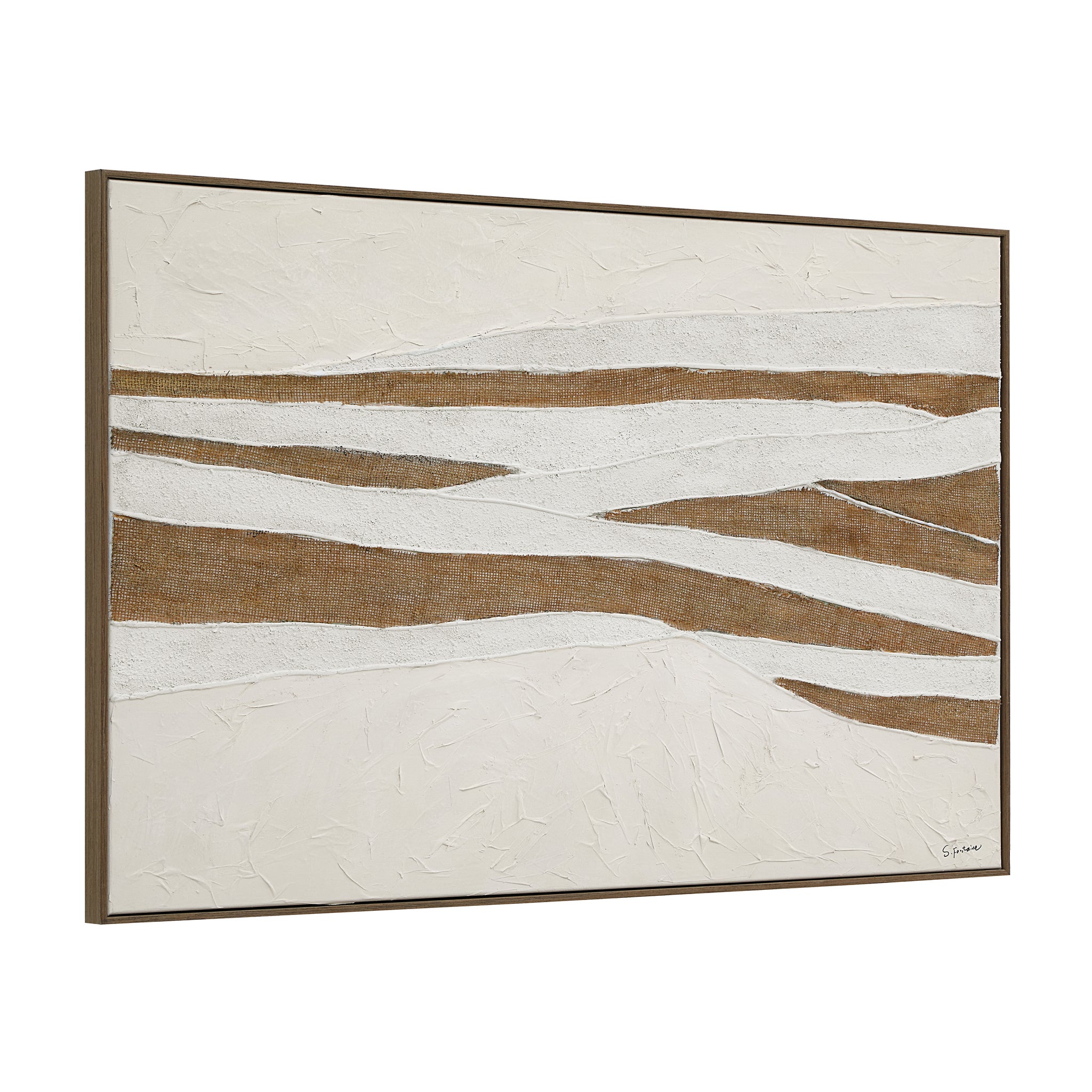 Muralis canvas art showcasing wavy brown and white lines on a textured surface.