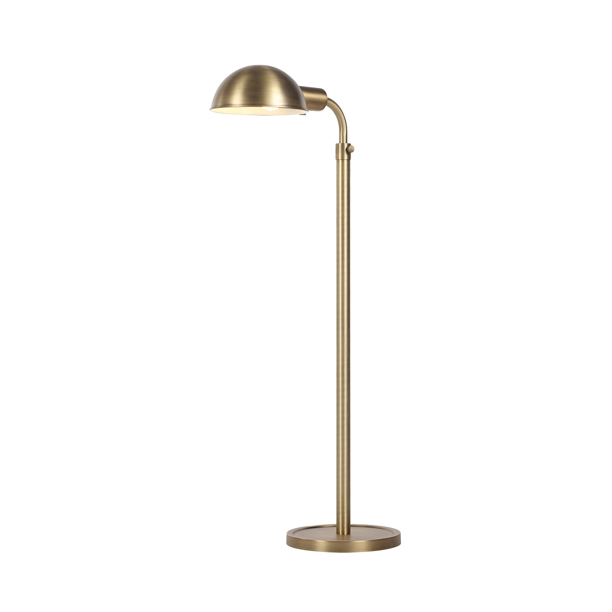 Cos floor lamp with a sleek brass finish, featuring a dome-shaped shade and a sturdy round base.