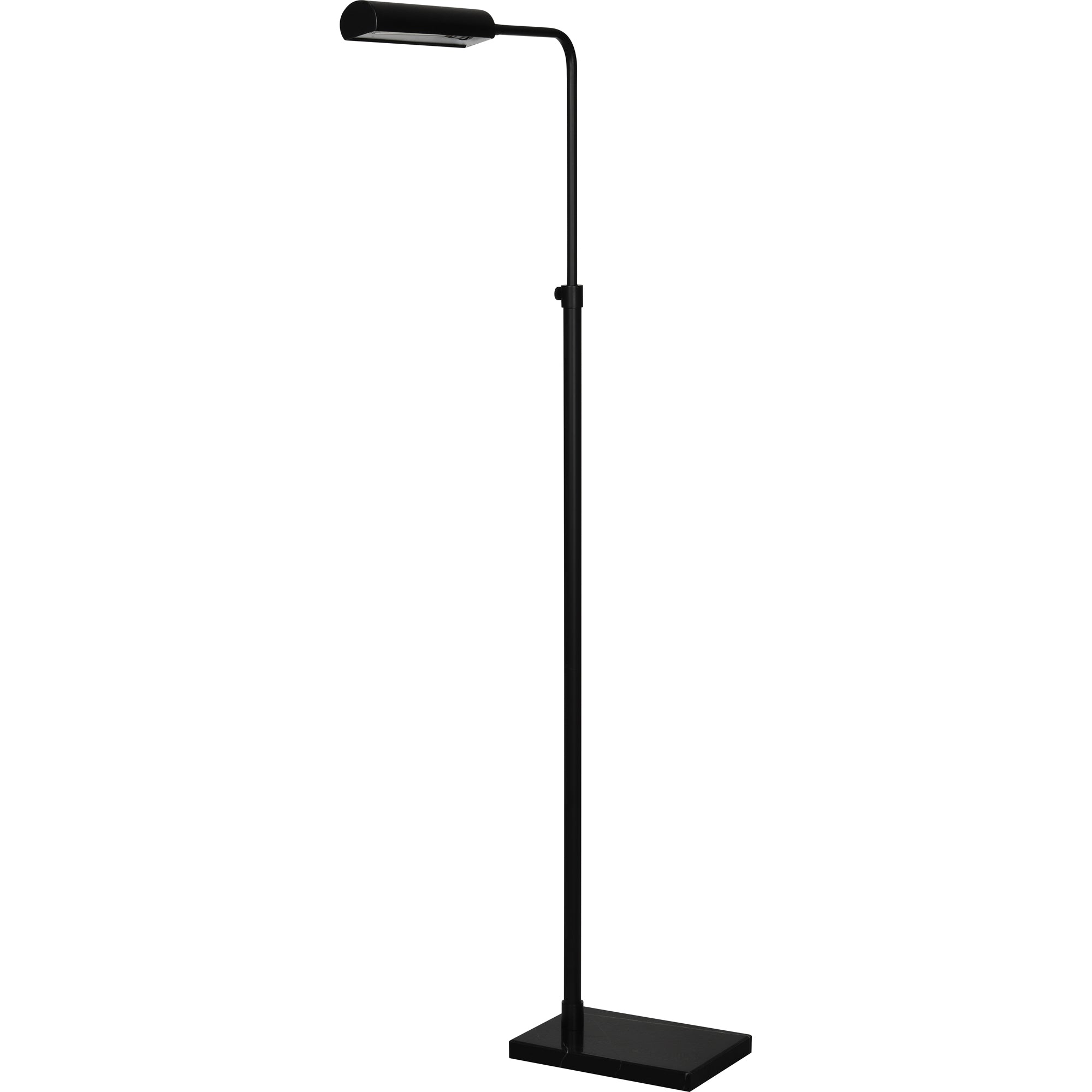 Fadia Floor Lamp with a contemporary black structure and a flexible light head.