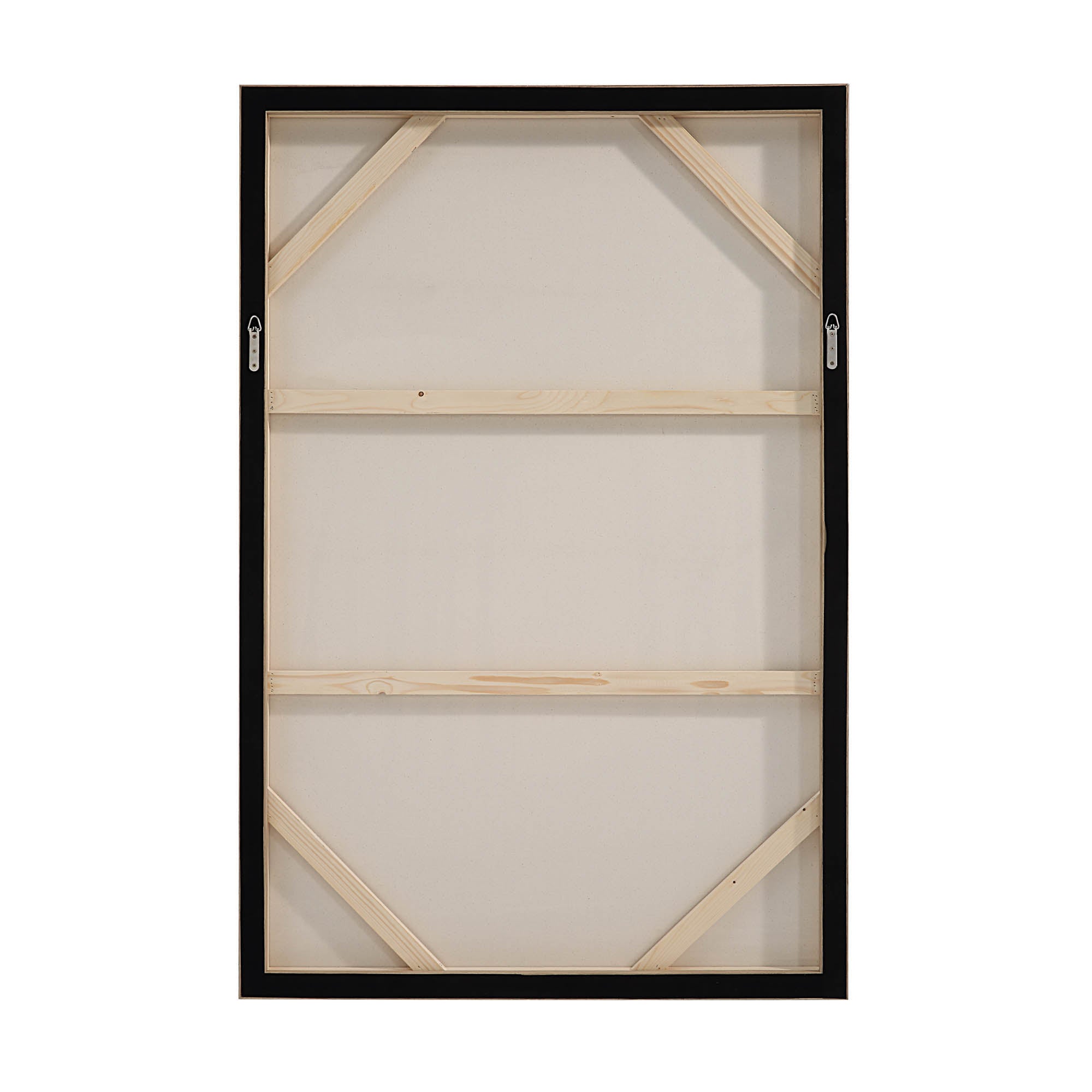Back view of Catania canvas art, showing the wooden frame and support bars.