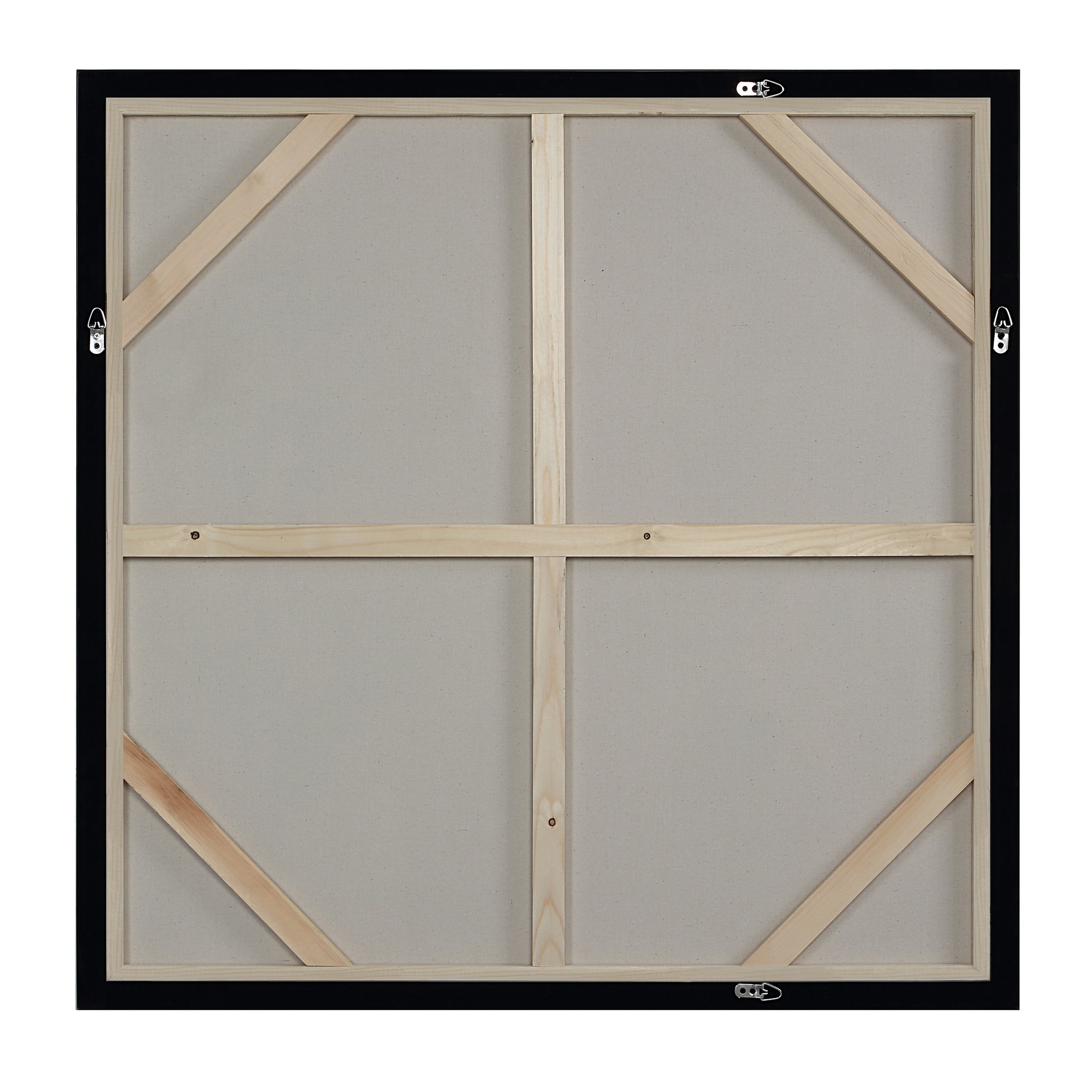 Back view of Celba canvas art showing wooden frame and support structure