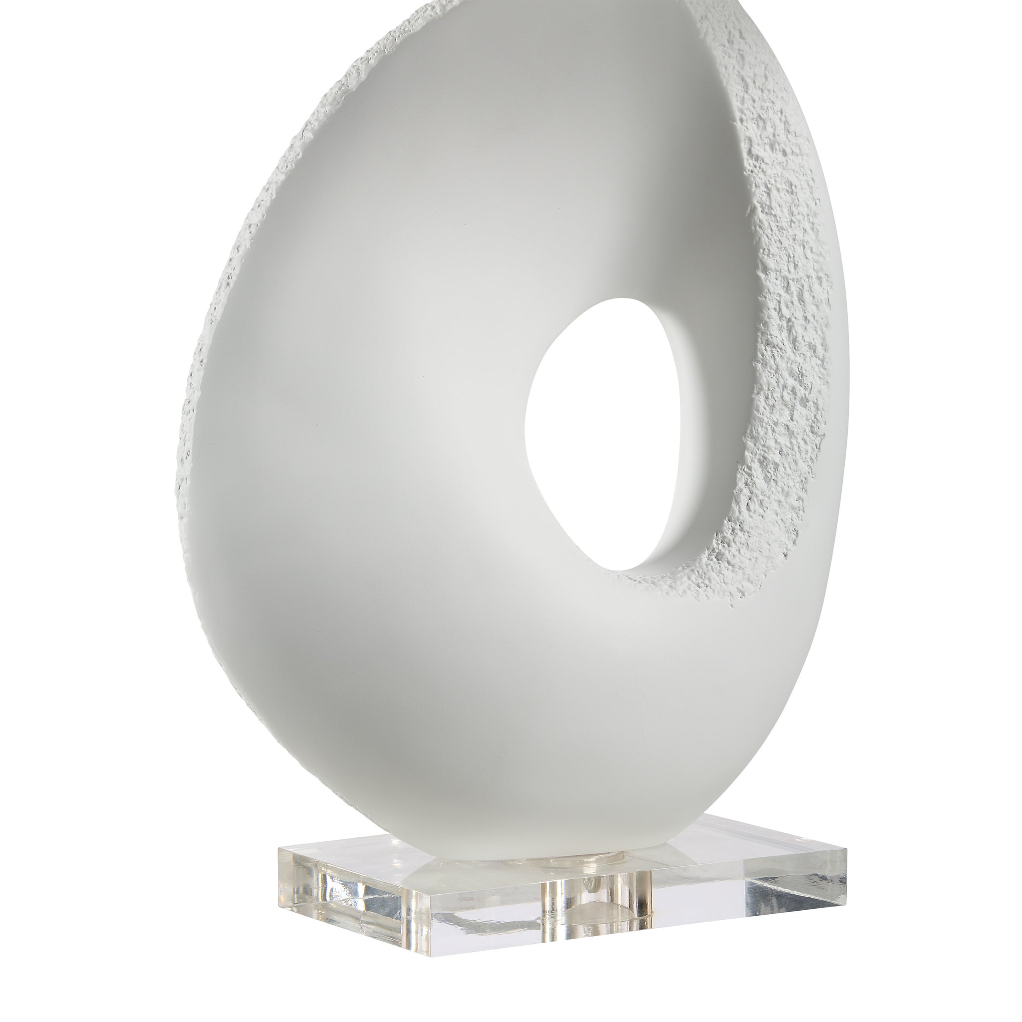 Opalis Table Lamp close-up showing frosted base with a textured edge.