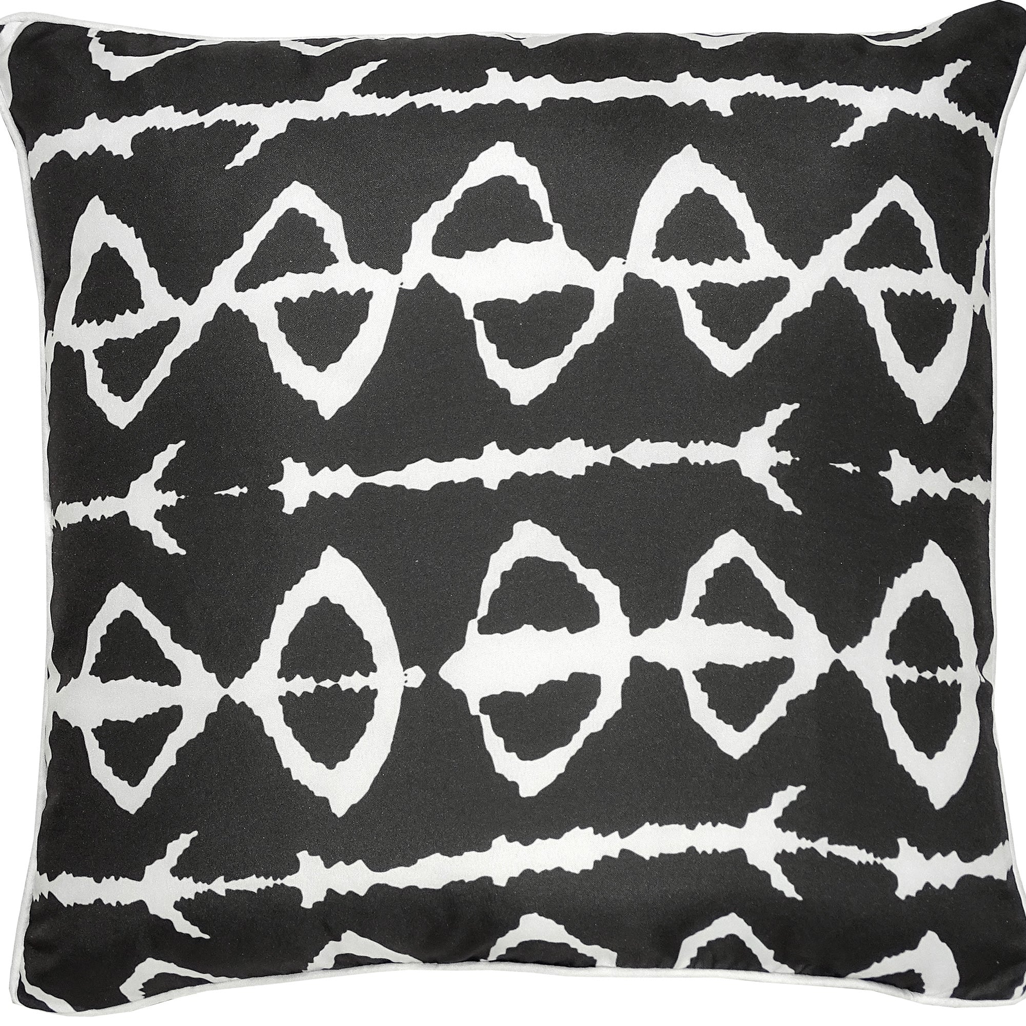 Midland indoor pillow featuring a black background with a white abstract pattern, showcasing a modern design.