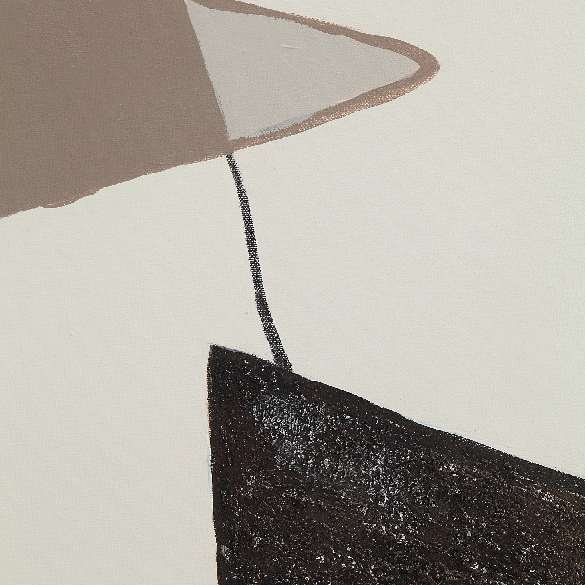 Close-up of Lacadie Canvas Art highlighting a brown triangular shape and a dark rectangular element