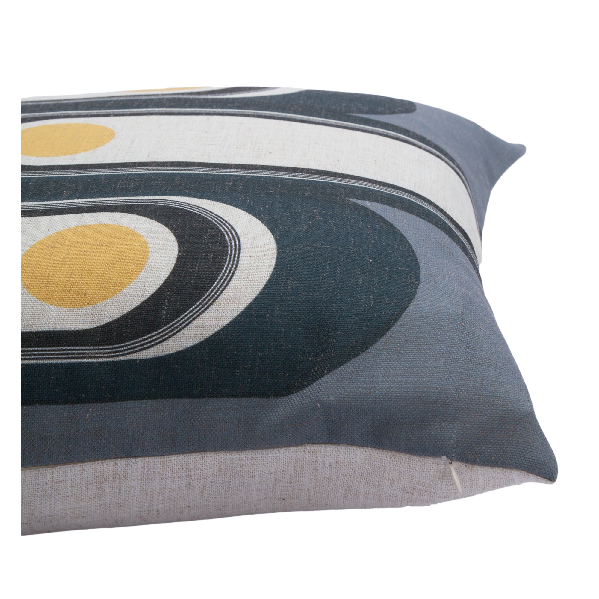 Fatima Indoor Pillow side view highlighting the textured fabric and vibrant design.