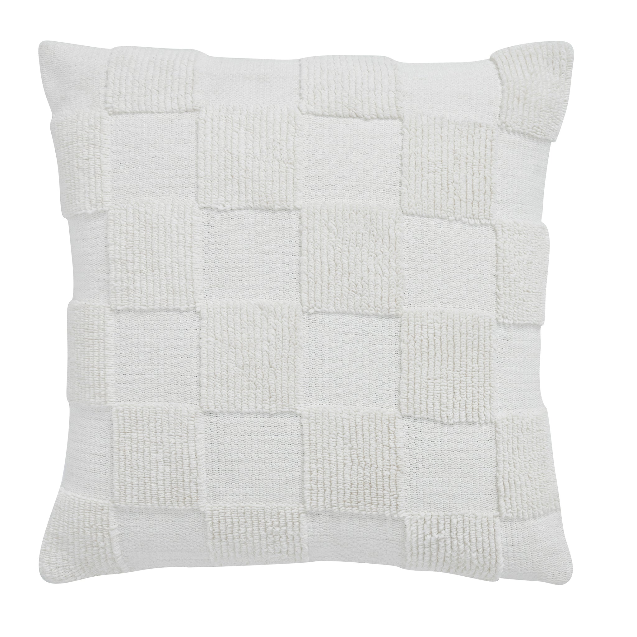 Terrah Indoor Pillow in white with textured checkerboard pattern