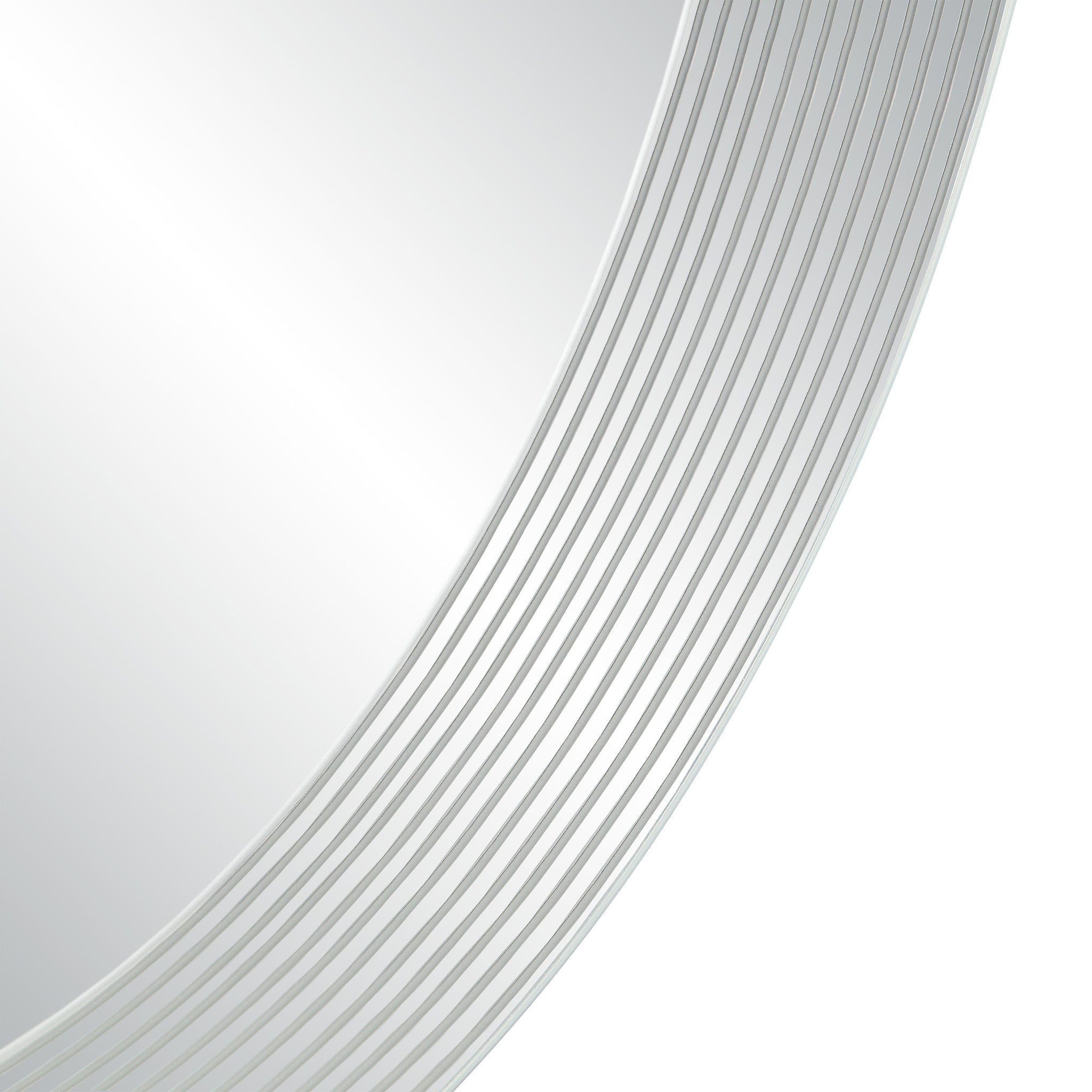 Close-up of Osorno Wall Mirror showing the detailed silver ribbed edge