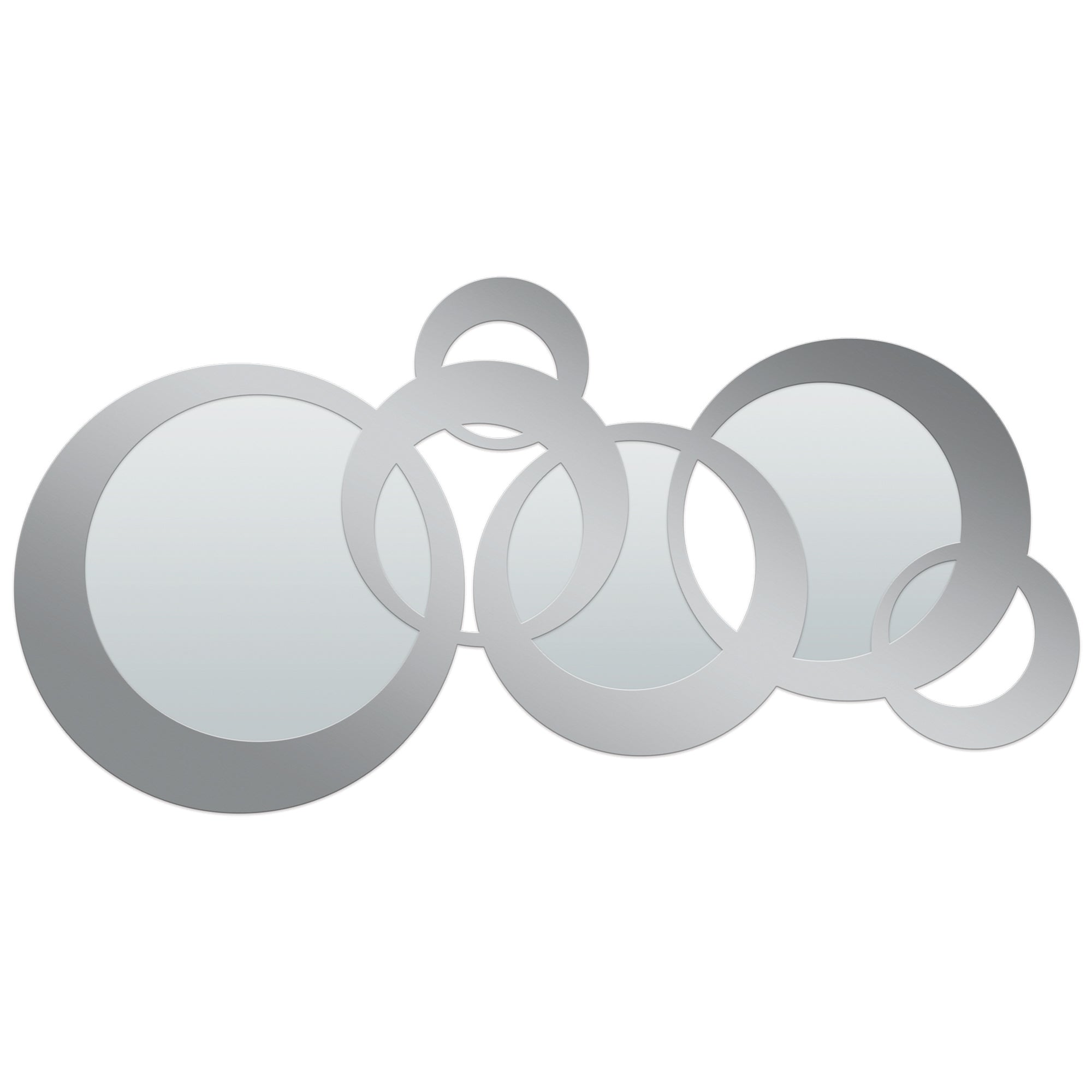 Dublin Circle Wall Mirror featuring multiple overlapping circular mirrors in a silver finish.
