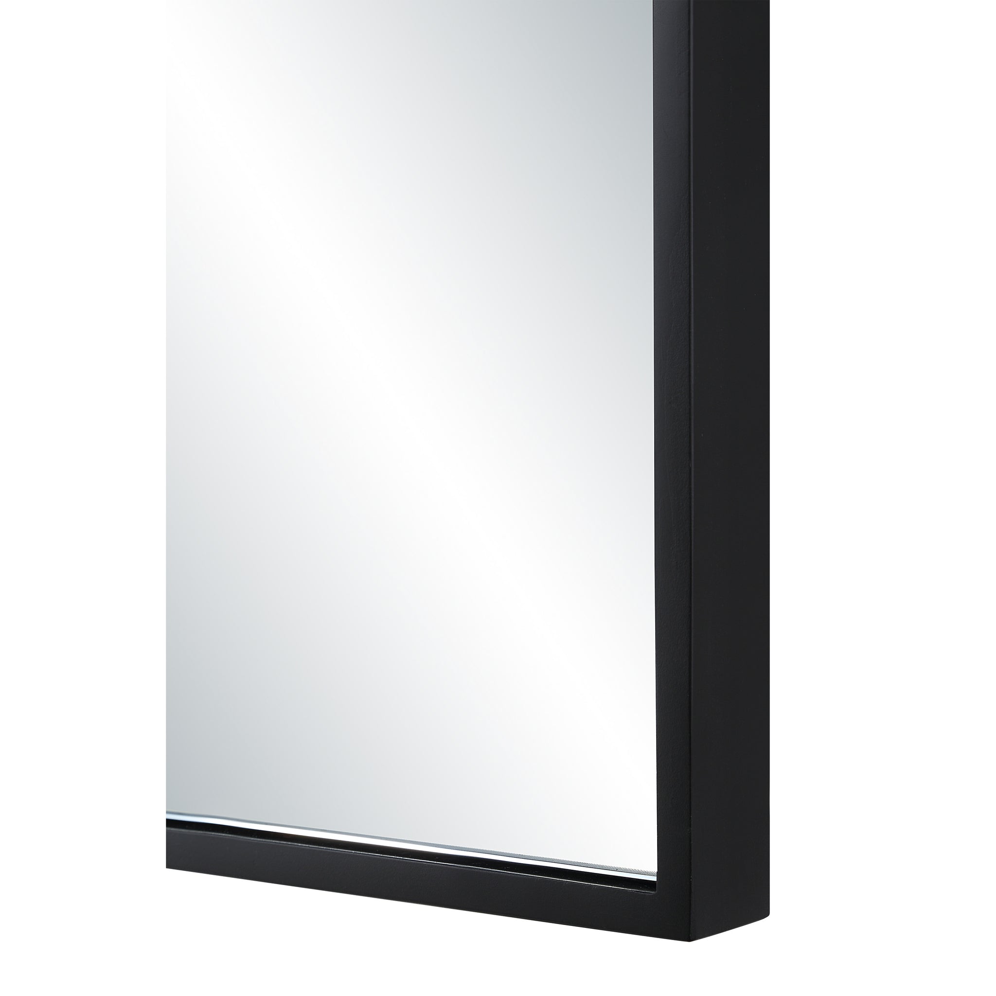 Close-up of Agata mirror's black frame and reflective surface from the side.