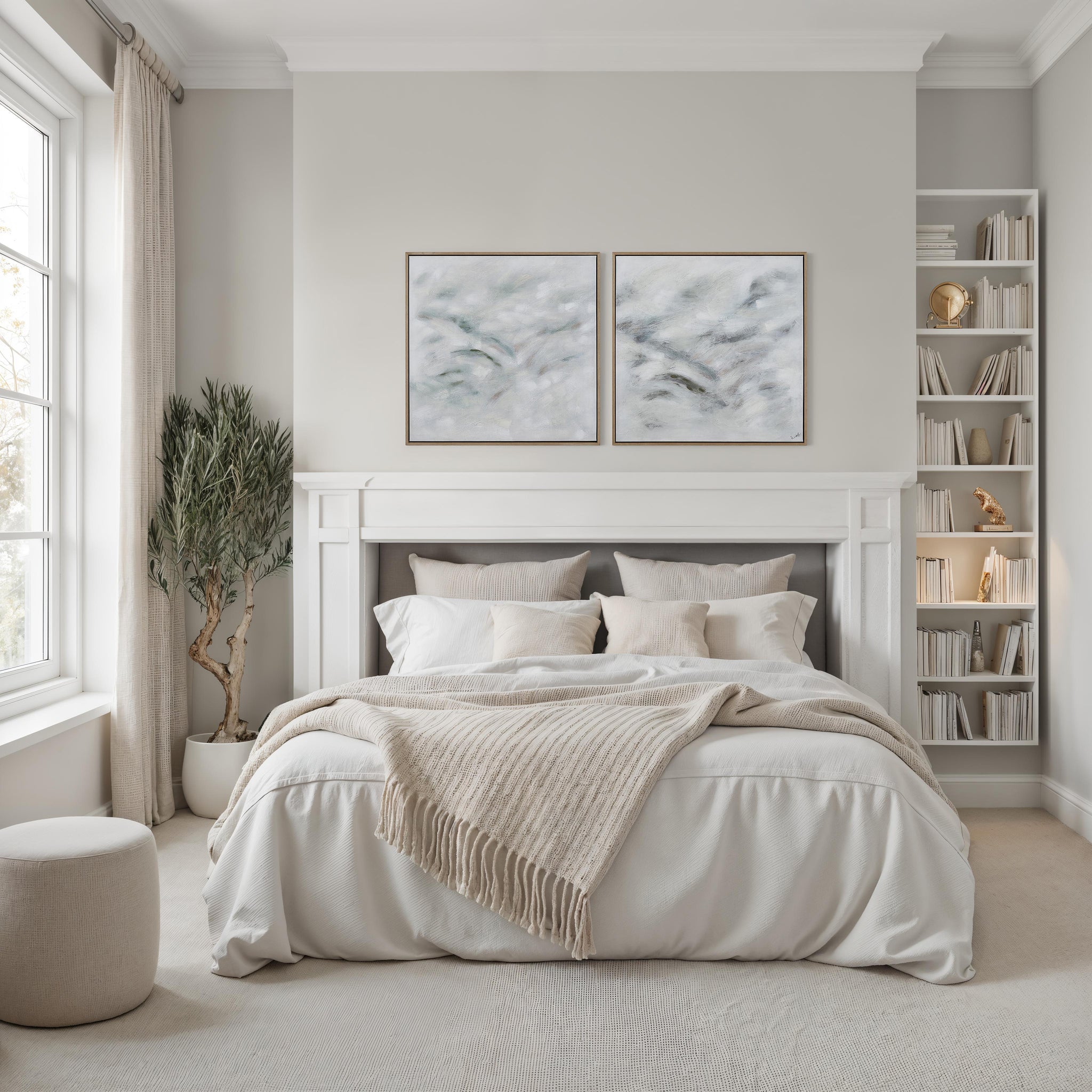 Becks canvas art by Renwil displayed above a bed in a modern bedroom setting