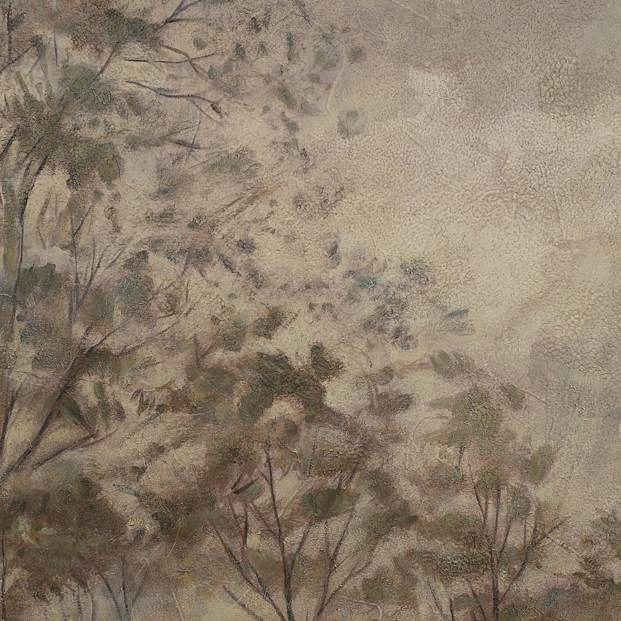 Close-up of Toulouse canvas art showing detailed brushwork and soft earthy colors.