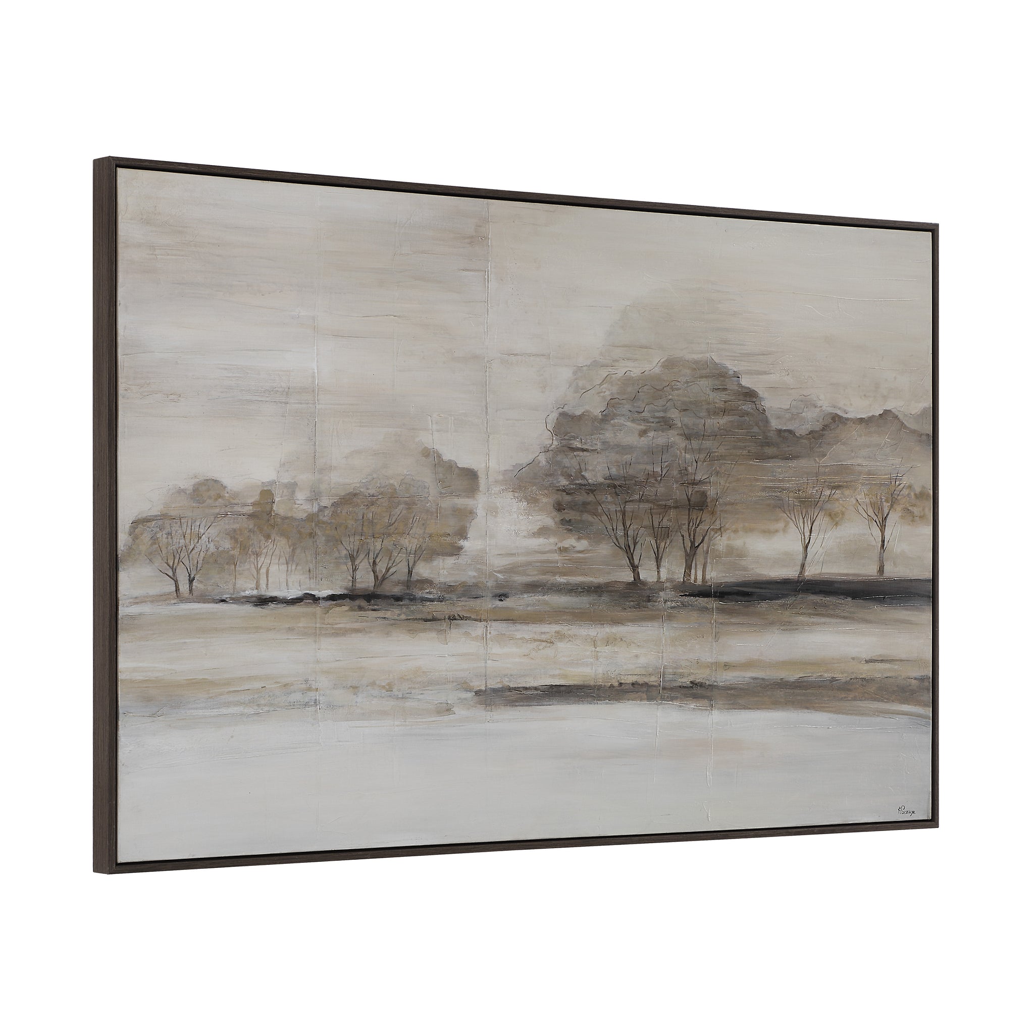 Pallini canvas art showcasing a tranquil scene with trees, viewed from a slight angle.