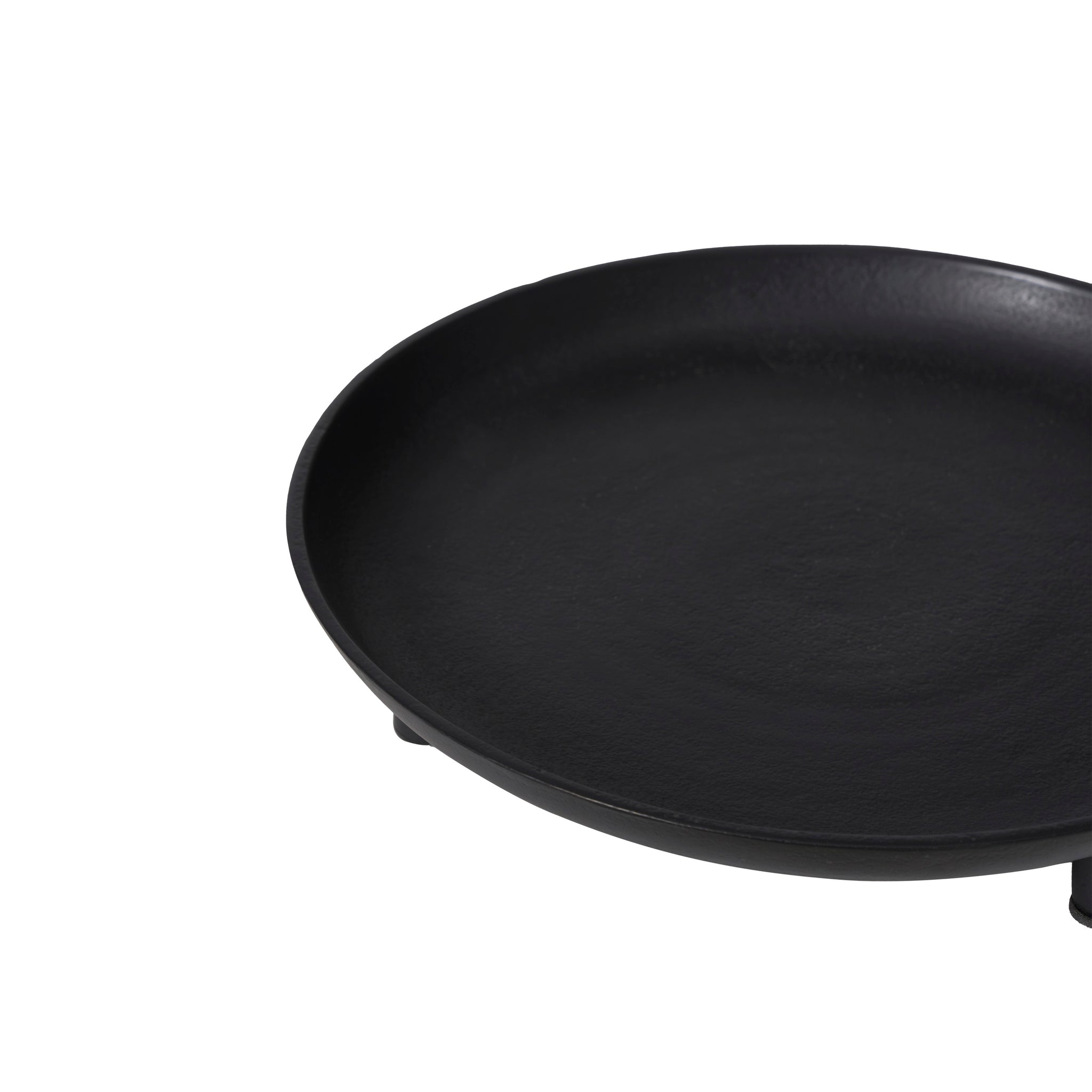 Elisa decorative bowl in black, angled view showing smooth rim and three legs