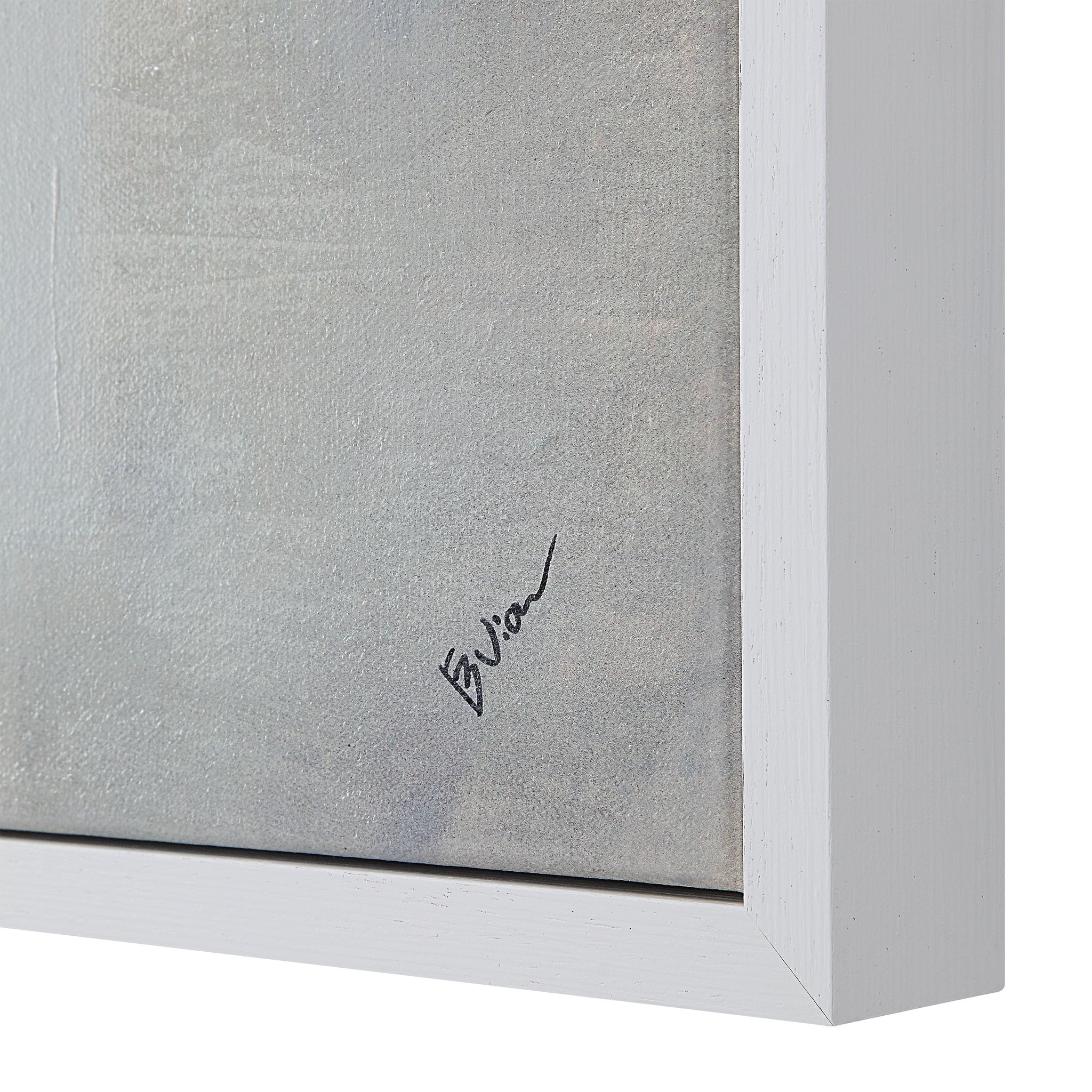 Palazzo canvas art featuring a textured gray background with a white frame and signature detail