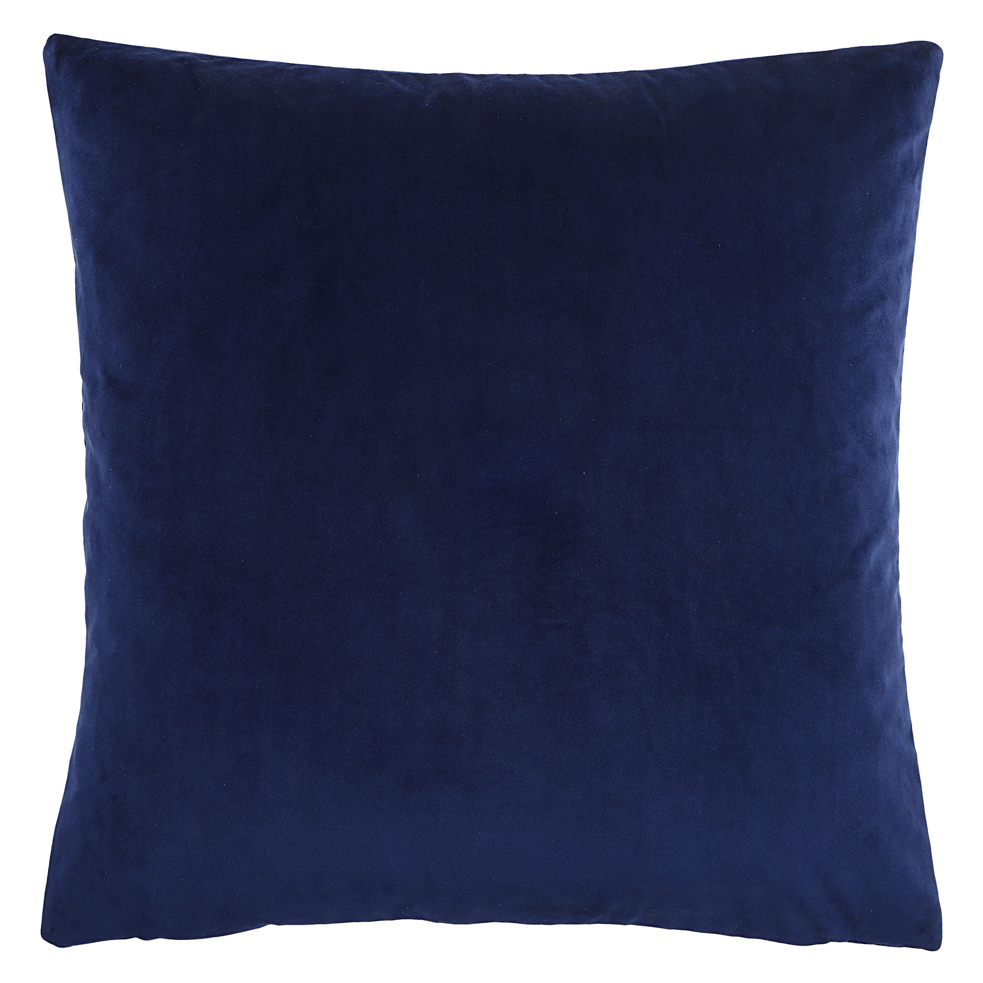 Back view of Pichu indoor pillow in solid navy blue fabric.