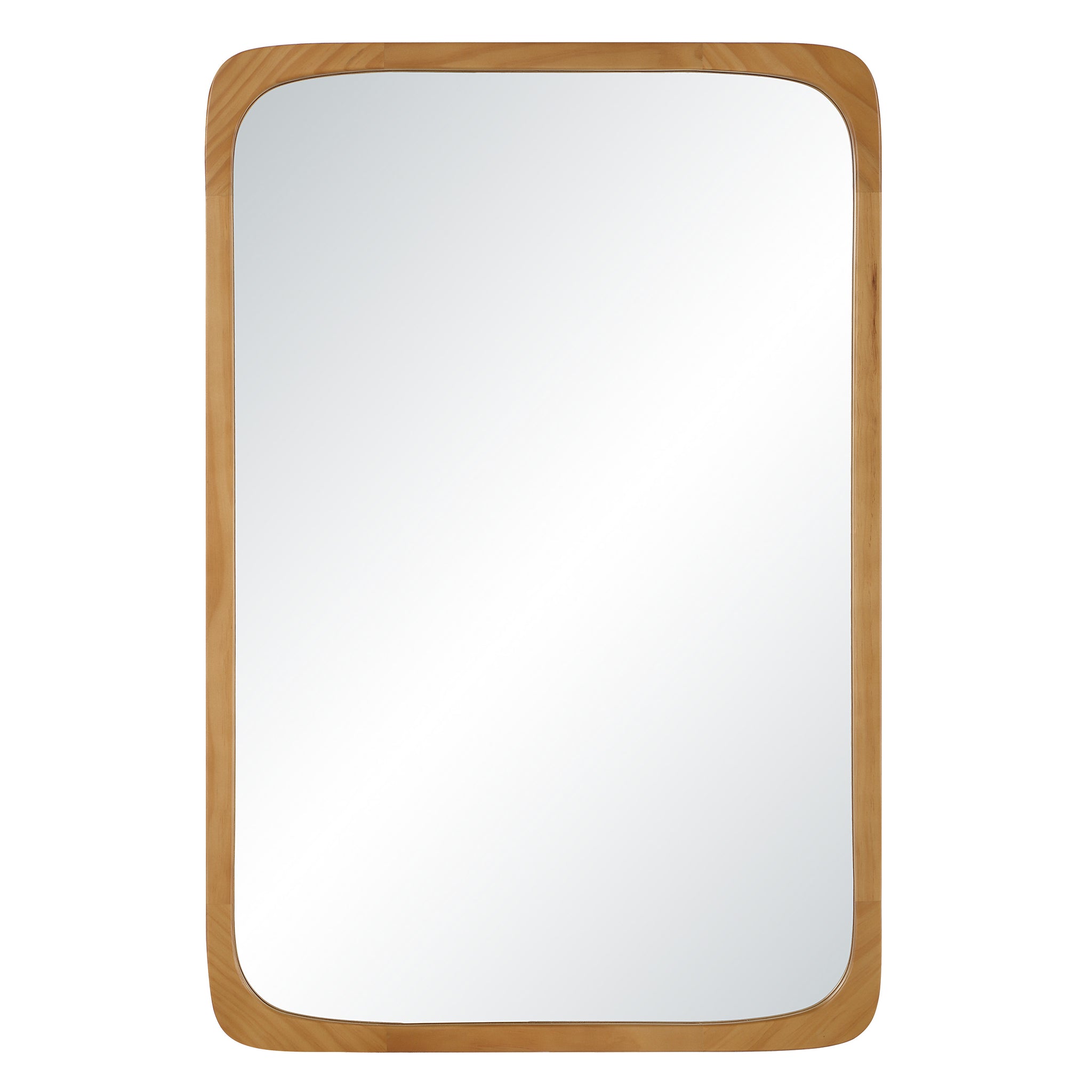 Scisto mirror with a rounded wooden frame and reflective surface, front view.
