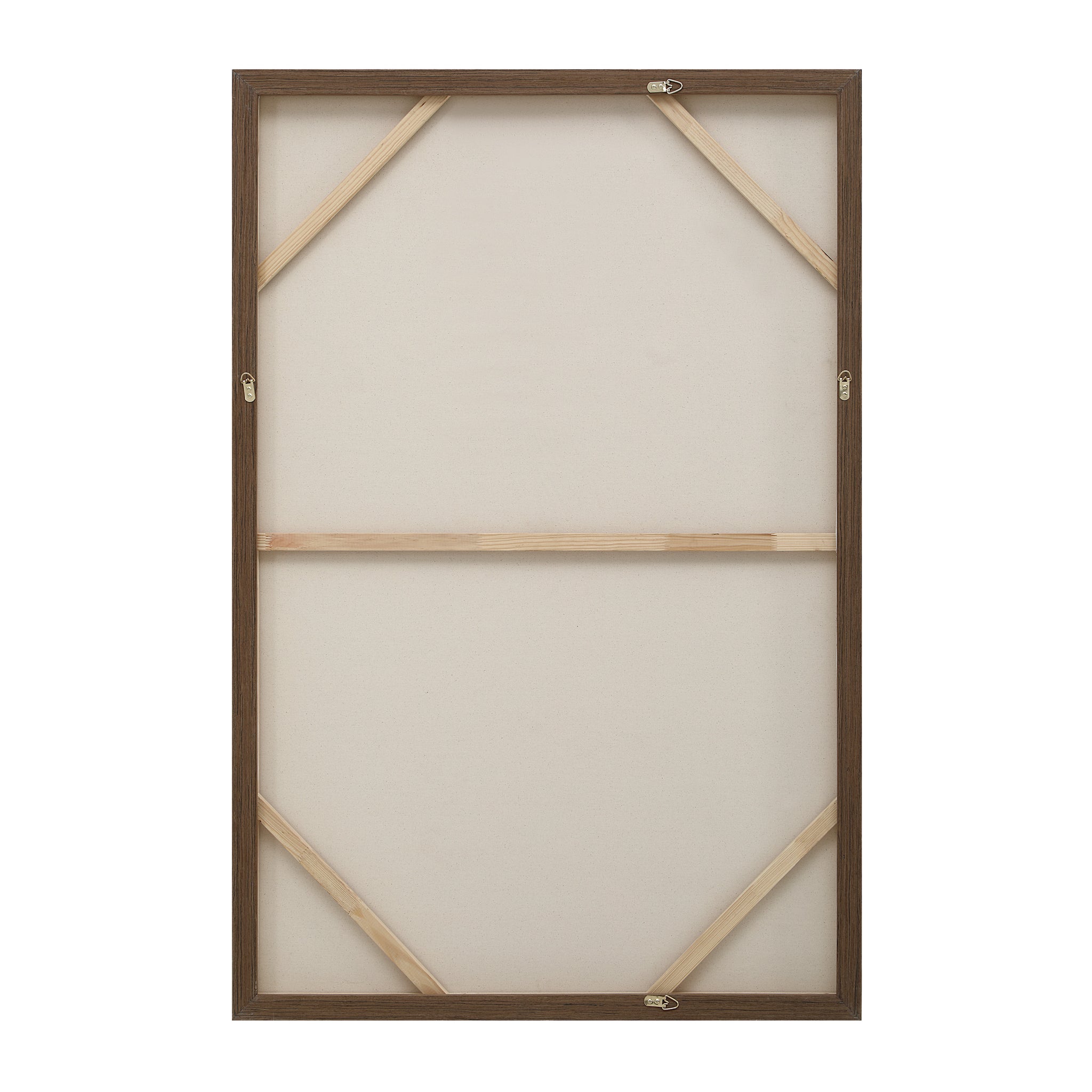 Back view of the Beatrix canvas art, displaying the wooden frame and support structure.