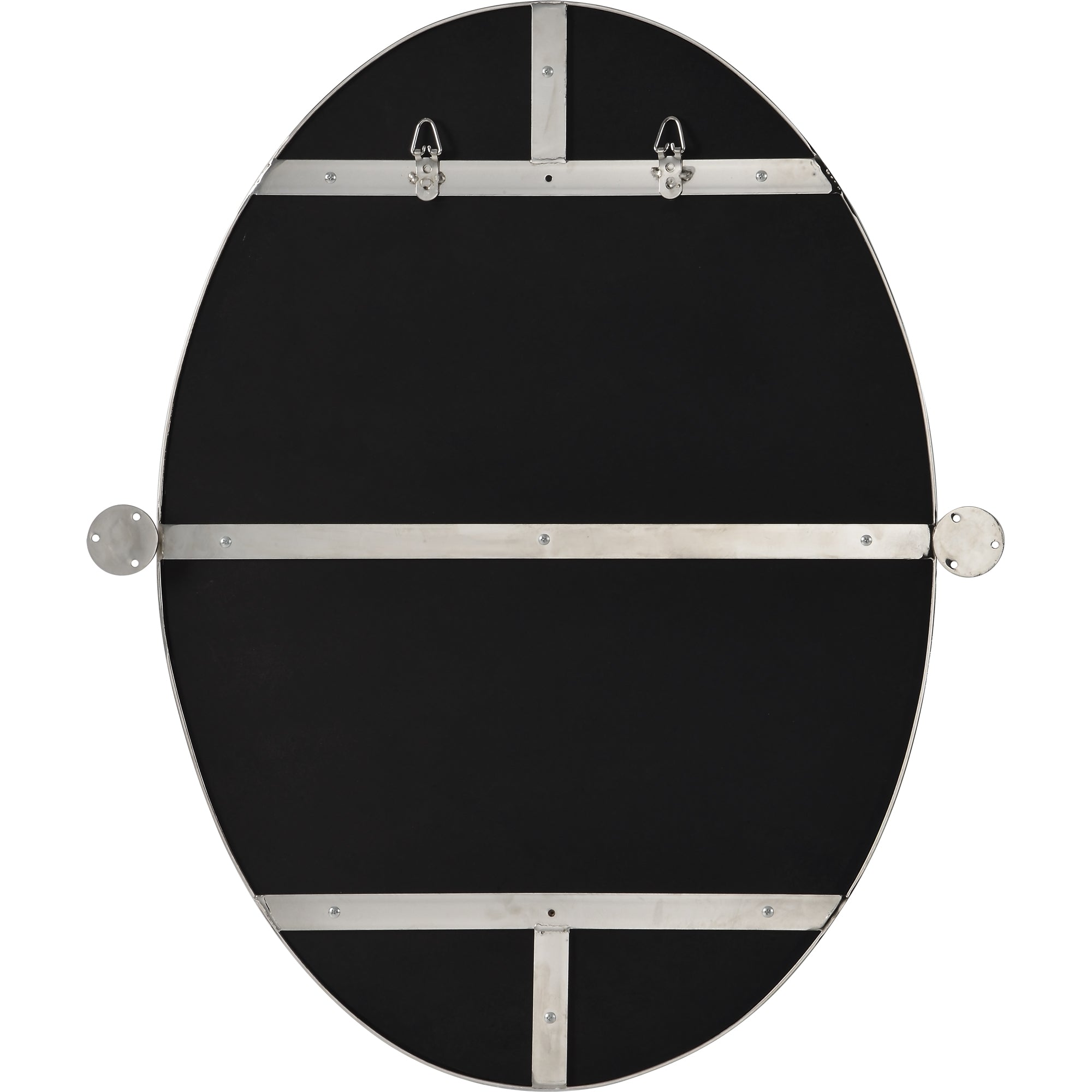 Back view of Azalea Wall Mirror with a black backing and mounting brackets