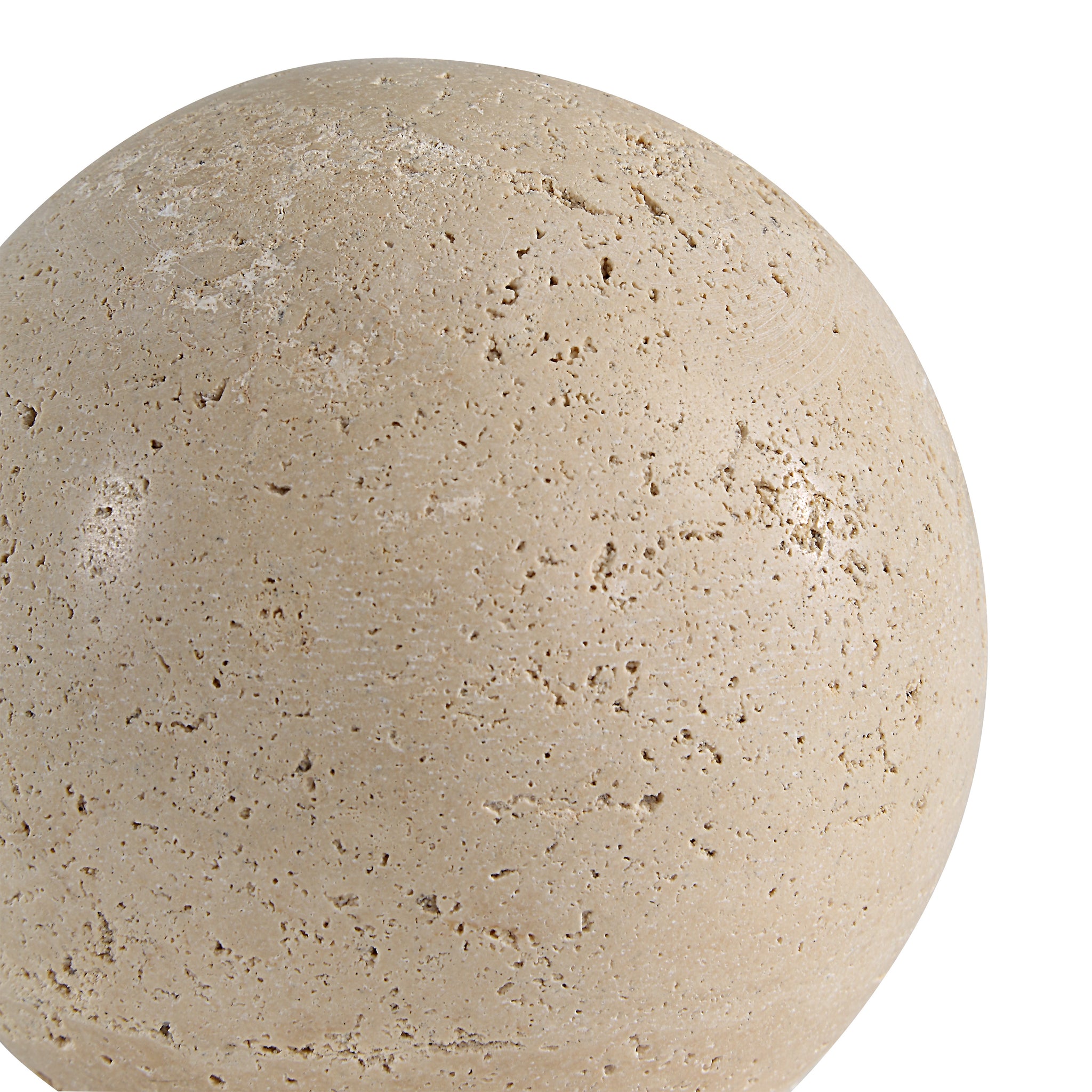 Cereza vase by Renwil, beige stone vase with a polished round shape
