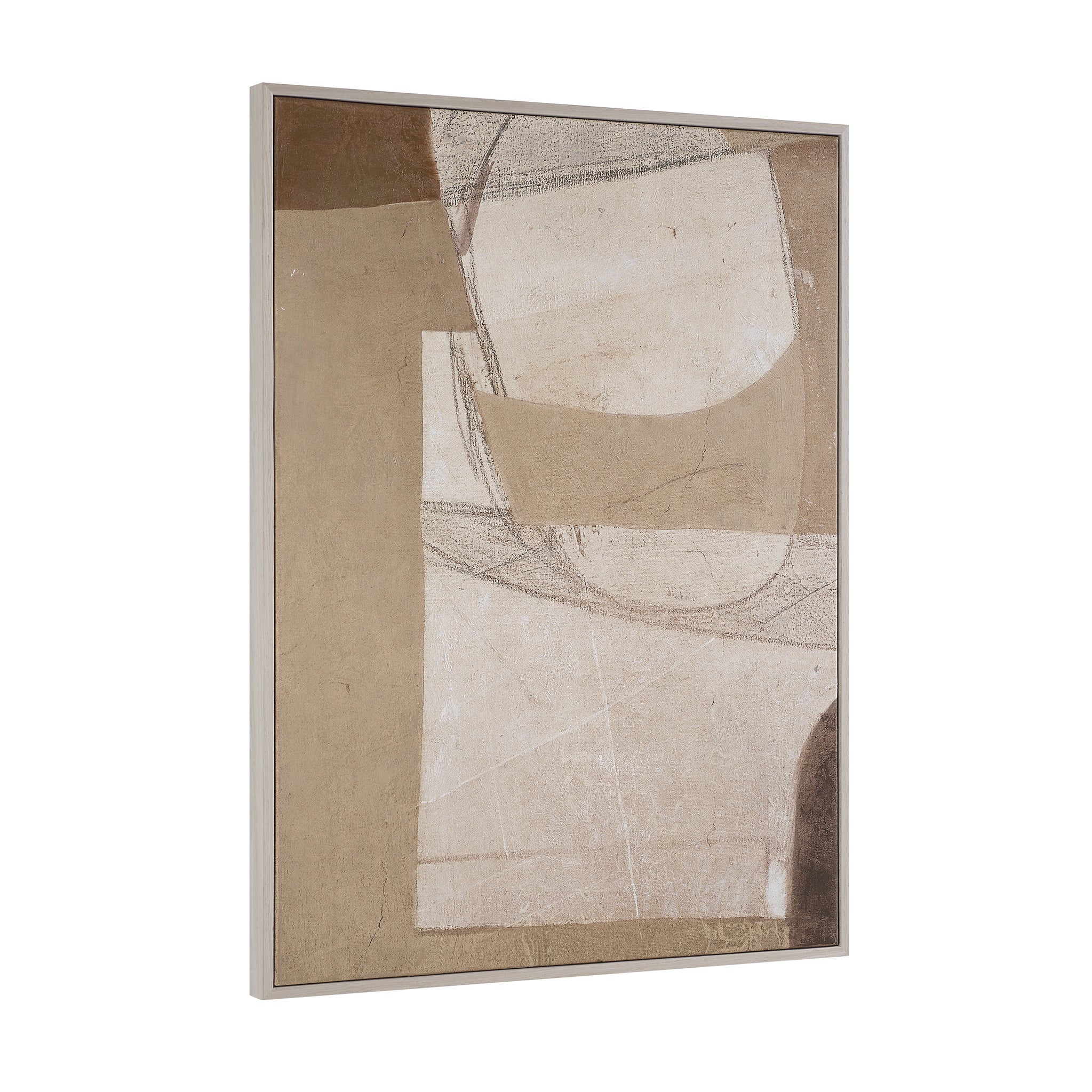 Alcea Canvas Art featuring abstract shapes in beige and cream tones with textured details.