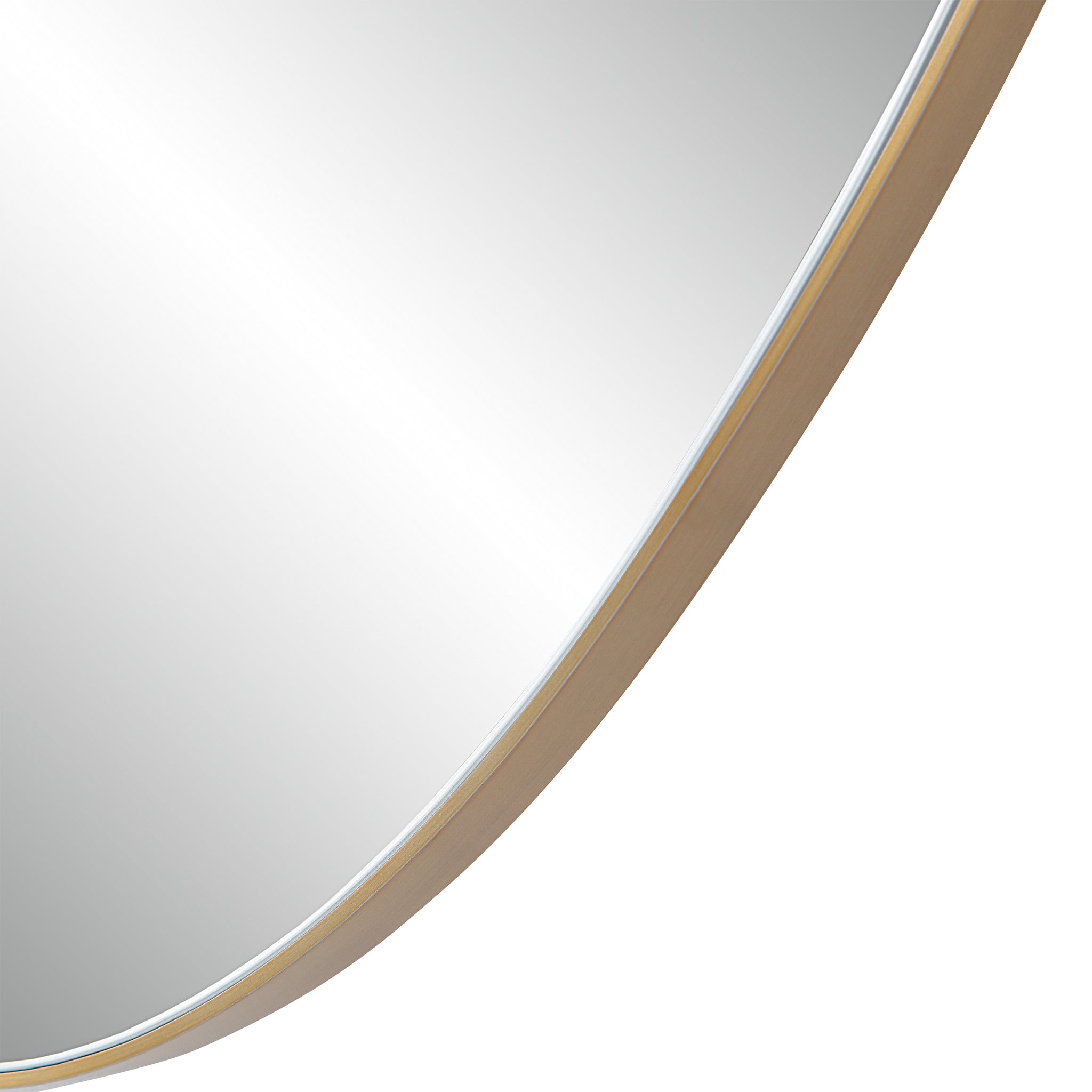Close-up of Noria Wall Mirror showing the smooth surface and gold frame detail