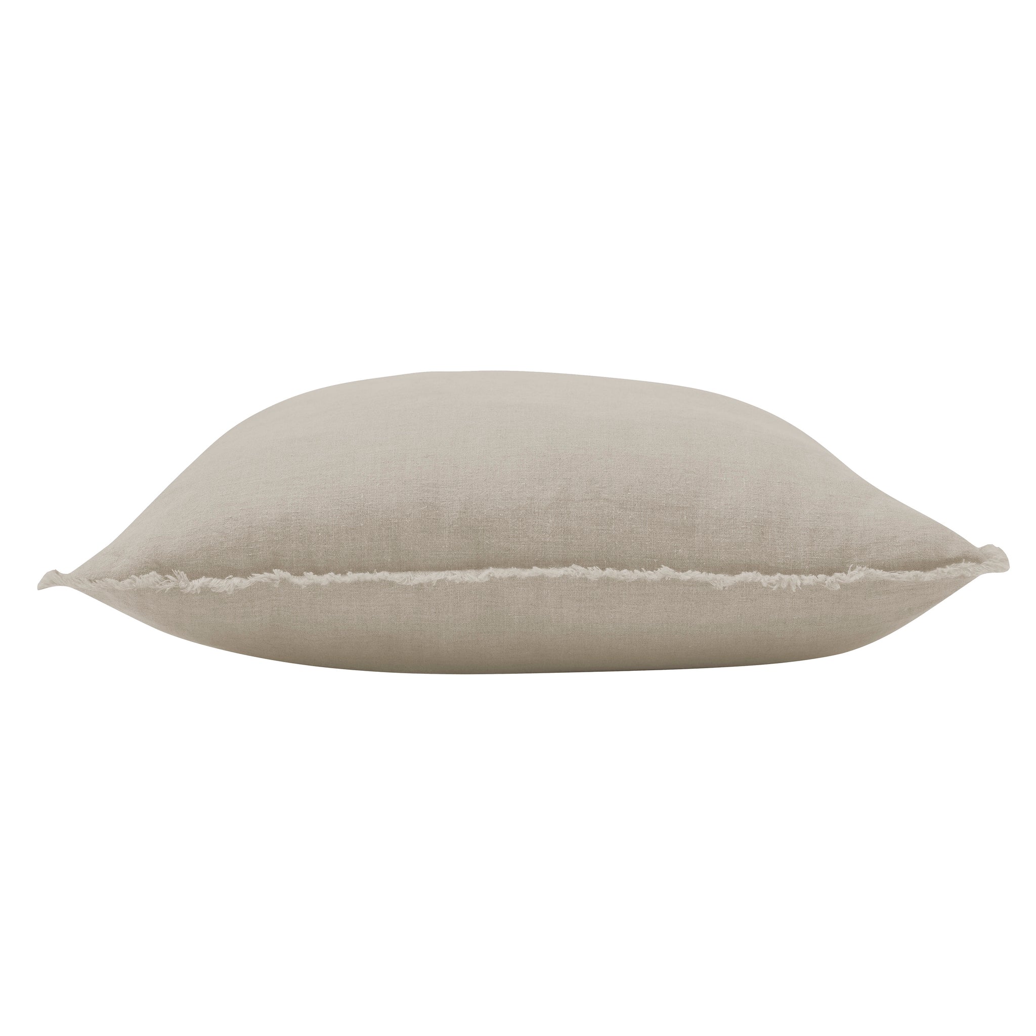 Side view of Ignatia Indoor Pillow in light beige, showing its soft, flat design.